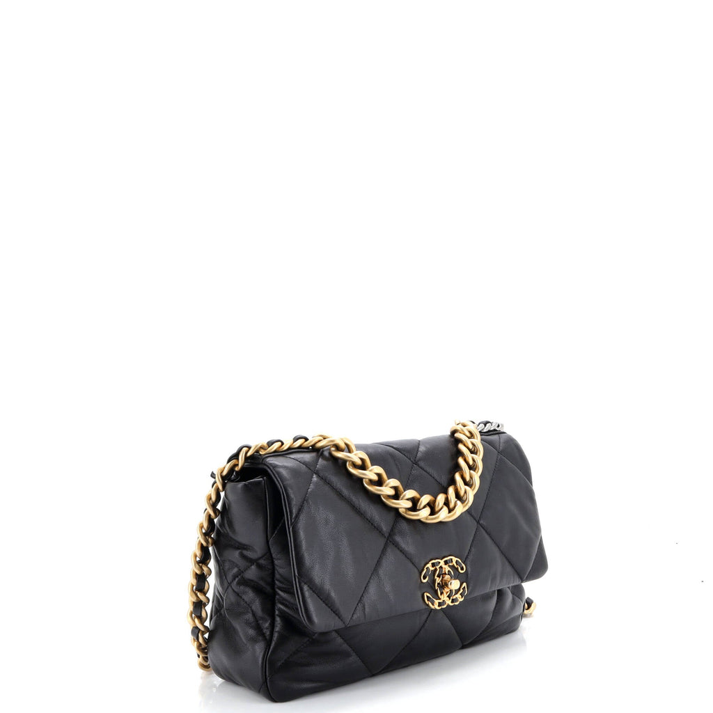 19 Flap Bag Quilted Leather Large