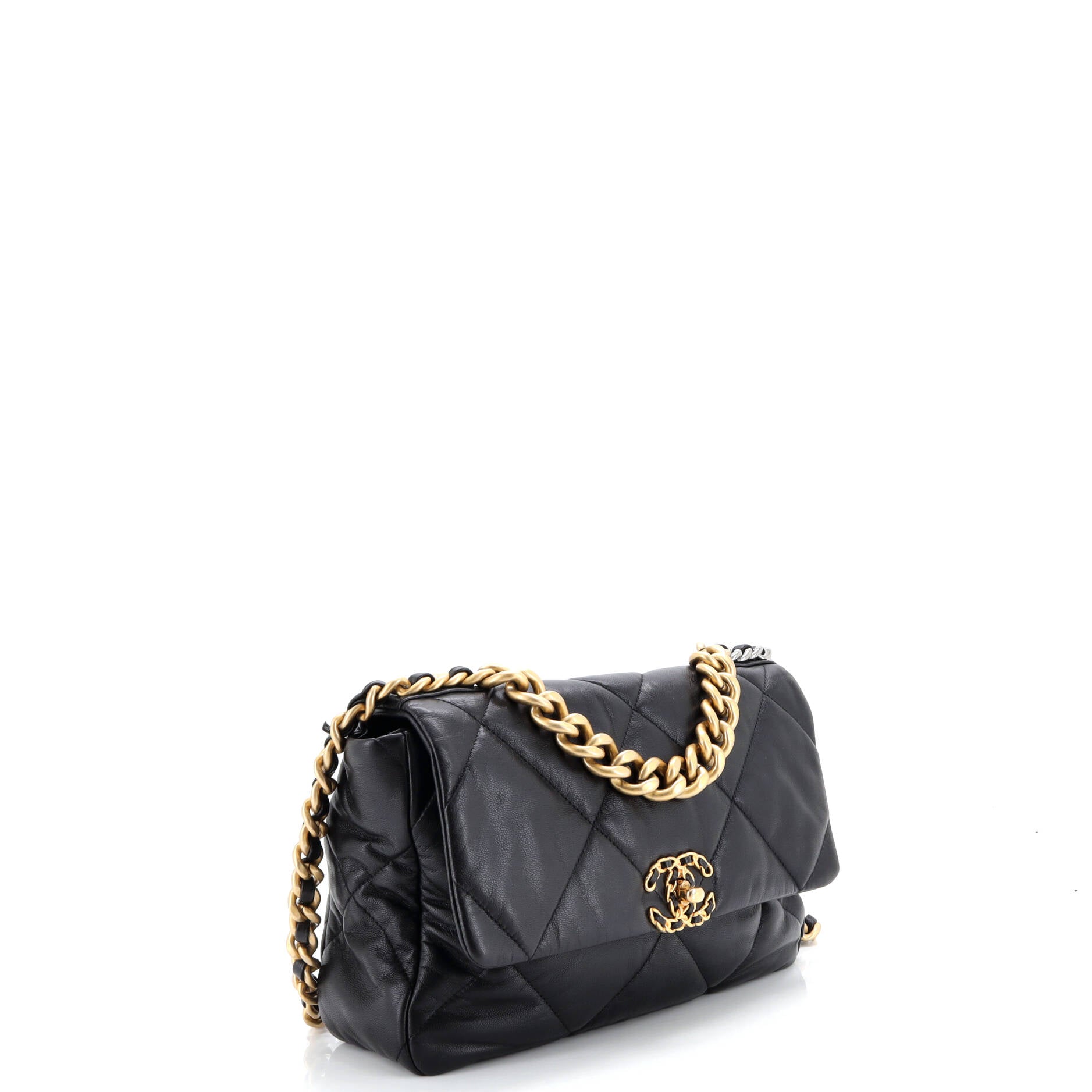 19 Flap Bag Quilted Leather Large
