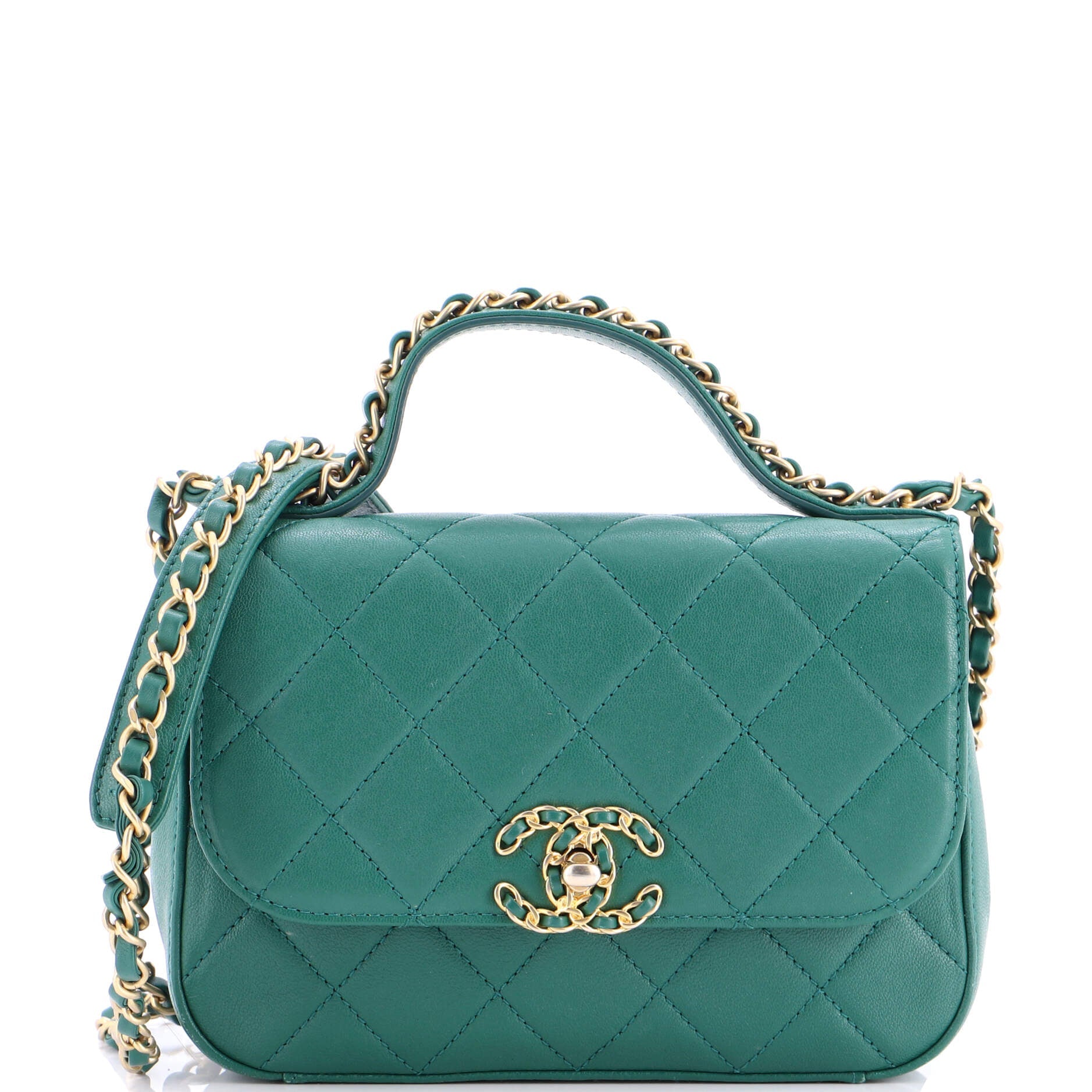 Chain Infinity Top Handle Bag Quilted Lambskin Mini