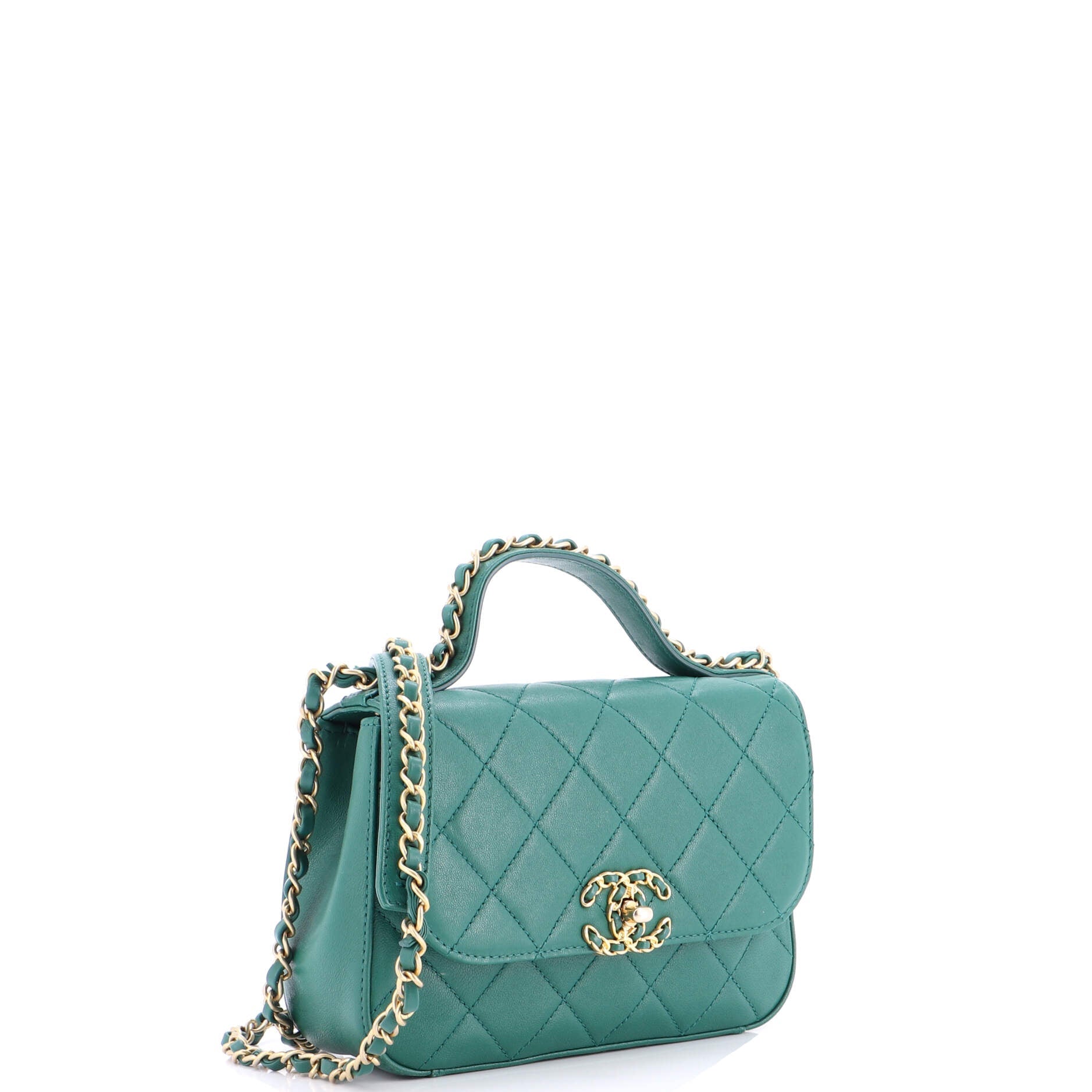 Chain Infinity Top Handle Bag Quilted Lambskin Mini