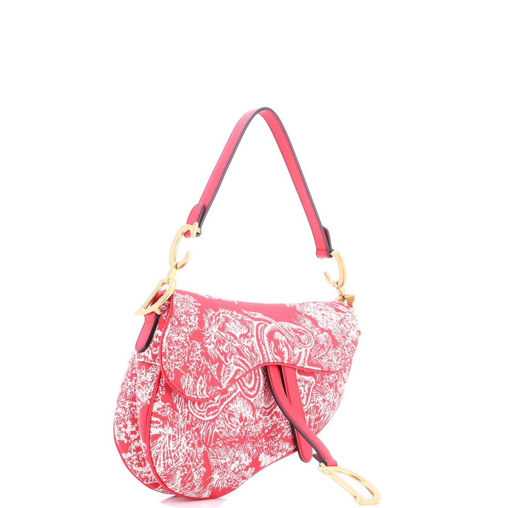 Toile De Jouy Saddle Bag Embroidered Canvas Medium