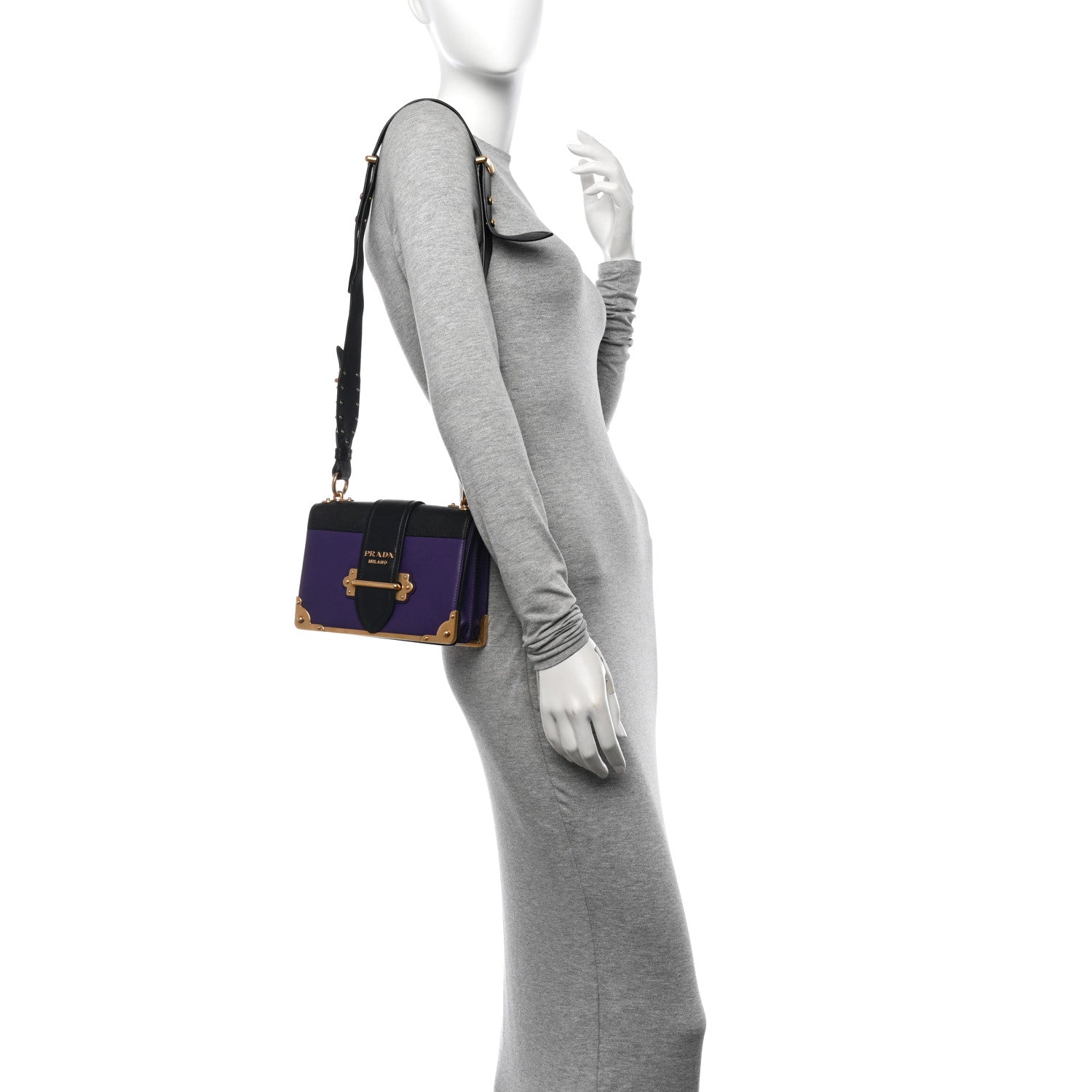 City Calfskin Saffiano Cahier Bag Purple Black
