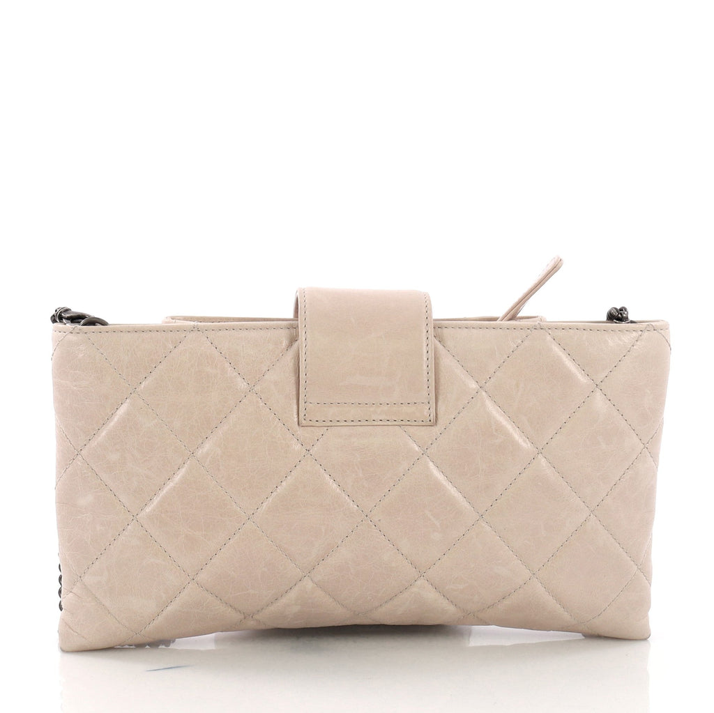 Duo Color Chain Clutch Quilted Glazed Calfskin