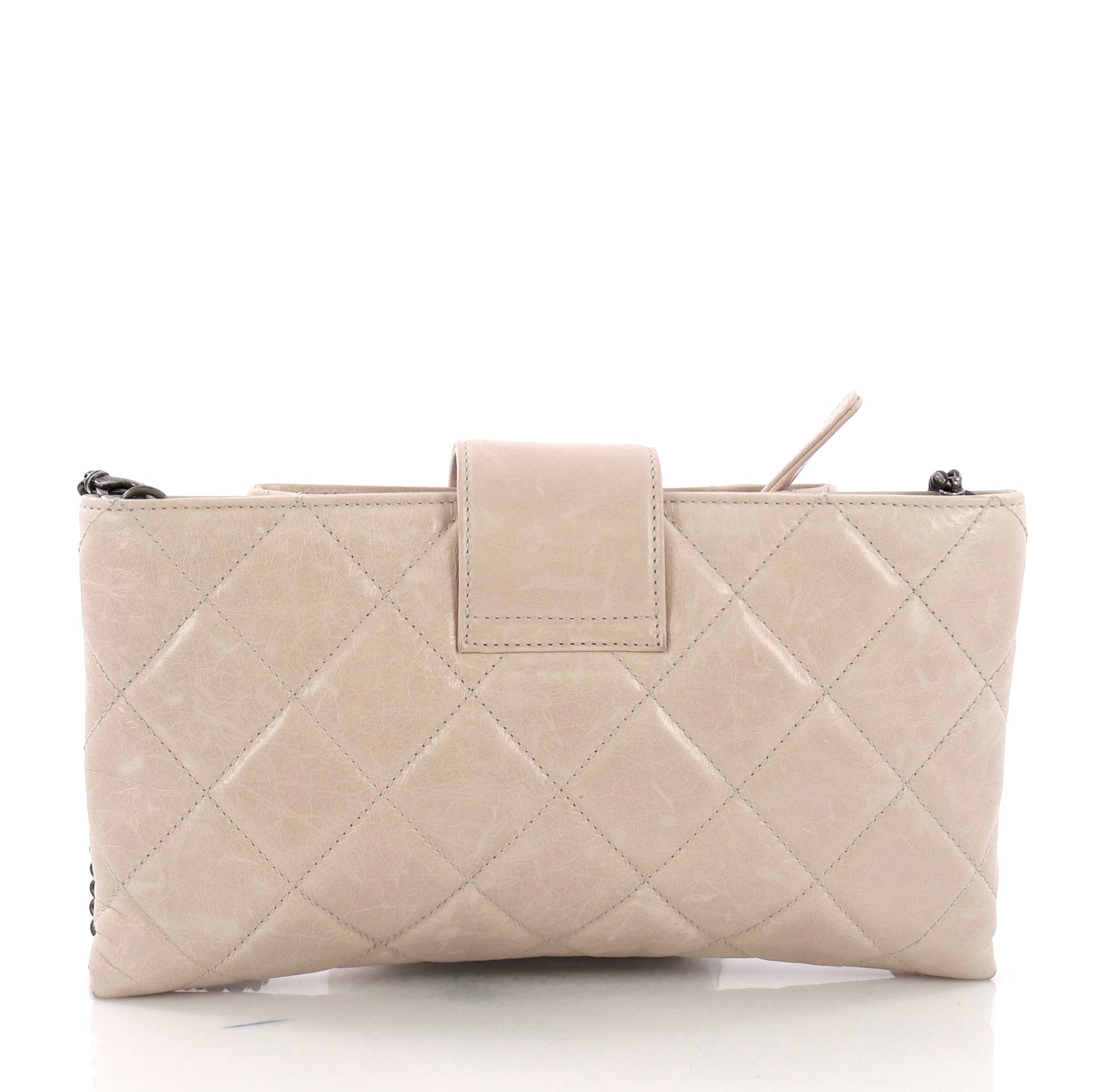 Duo Color Chain Clutch Quilted Glazed Calfskin