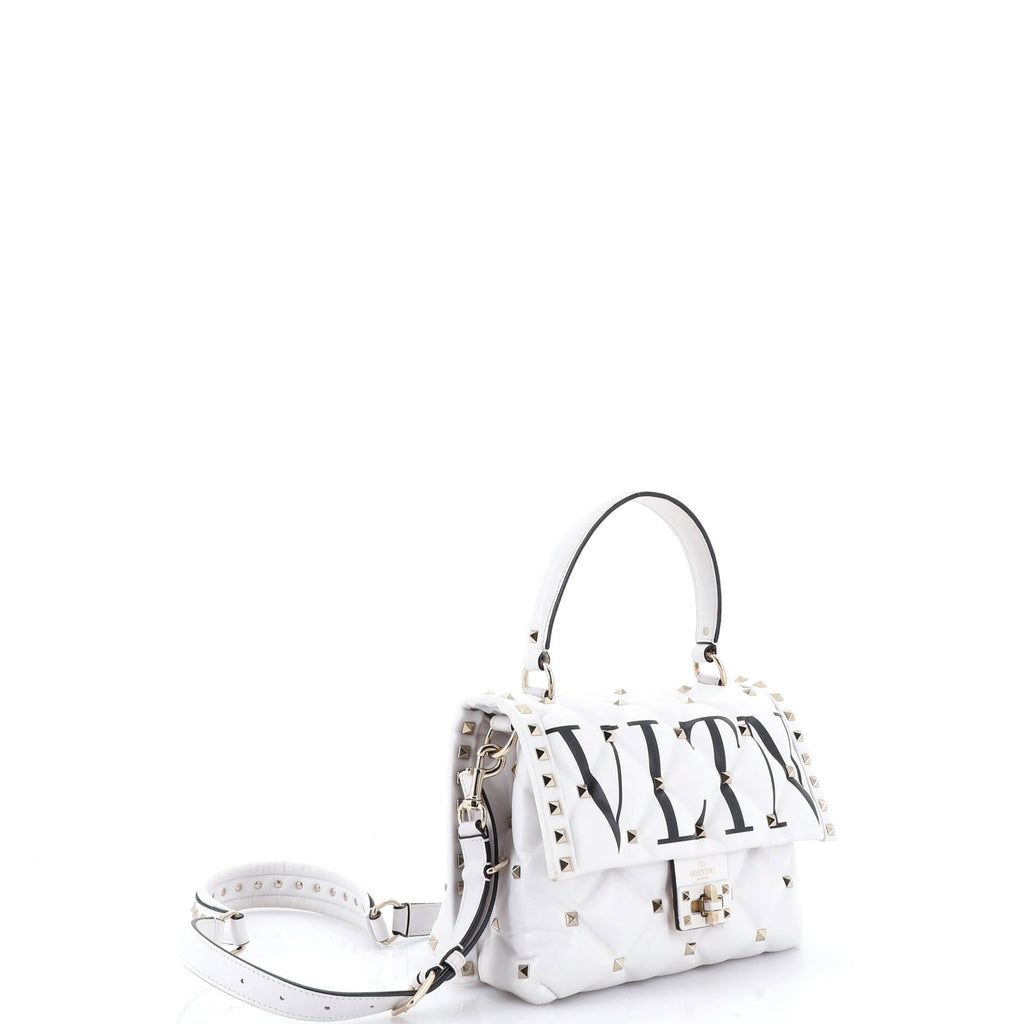 VLTN Candystud Top Handle Bag Printed Leather Medium