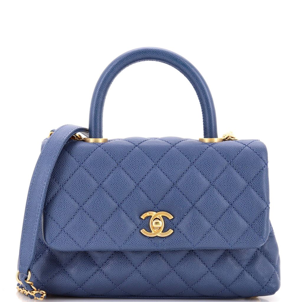 Coco Top Handle Bag Quilted Caviar Mini