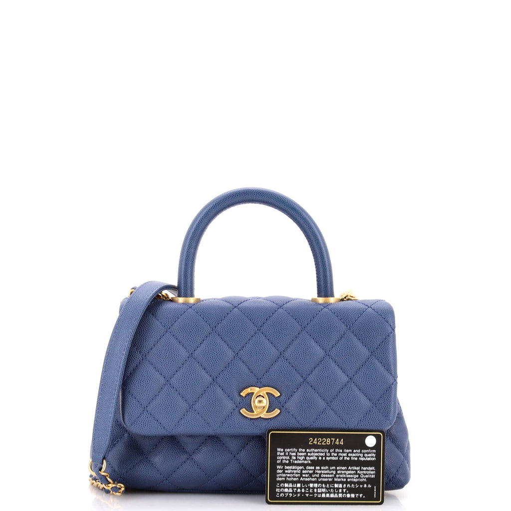 Coco Top Handle Bag Quilted Caviar Mini