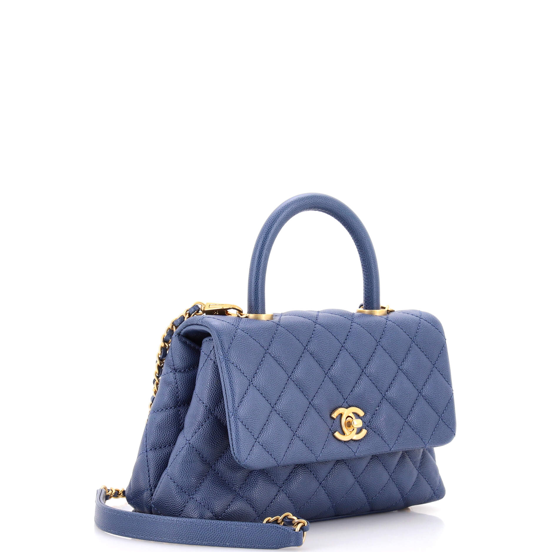 Coco Top Handle Bag Quilted Caviar Mini