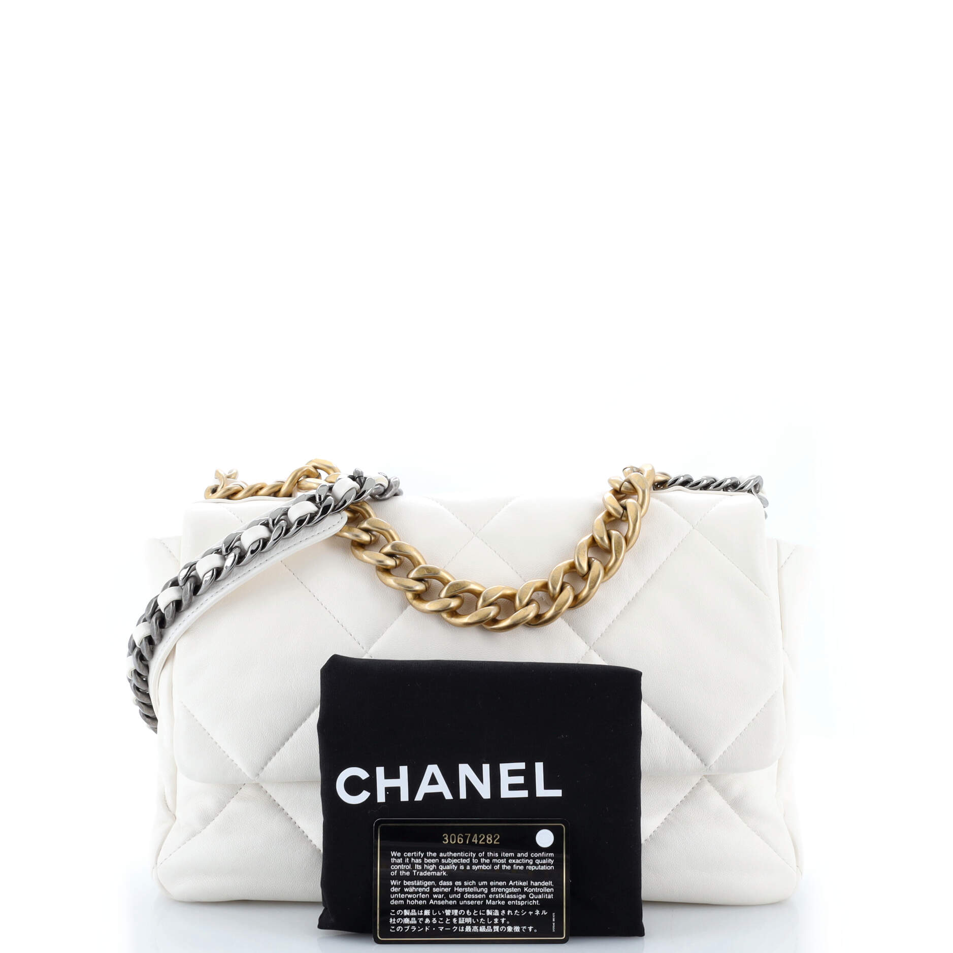 19 Flap Bag Quilted Leather Large