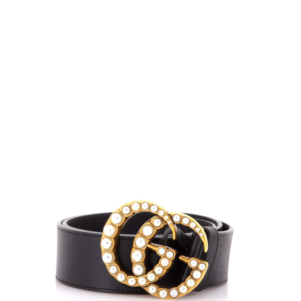 Pearly GG Marmont Belt Leather Wide