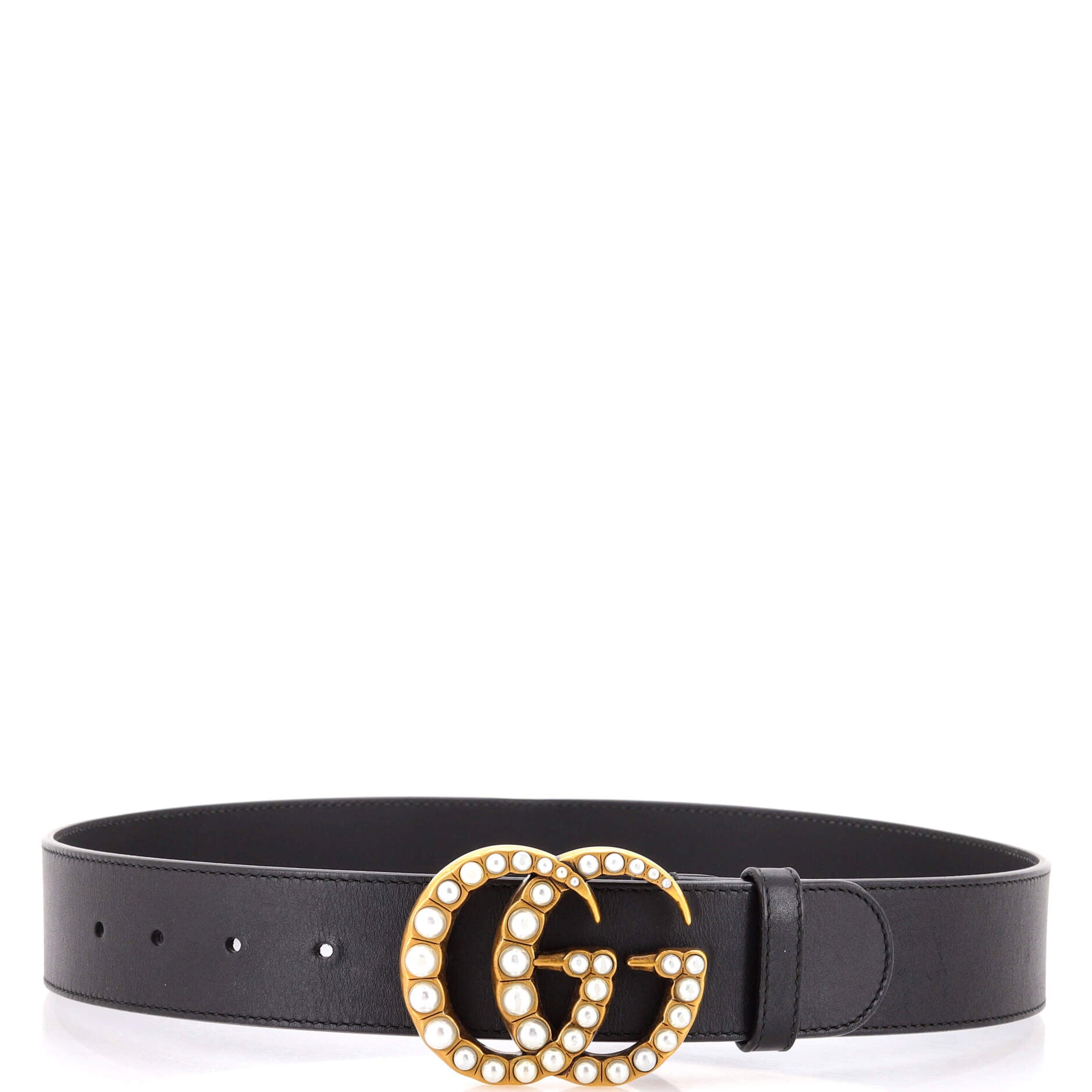 Pearly GG Marmont Belt Leather Wide