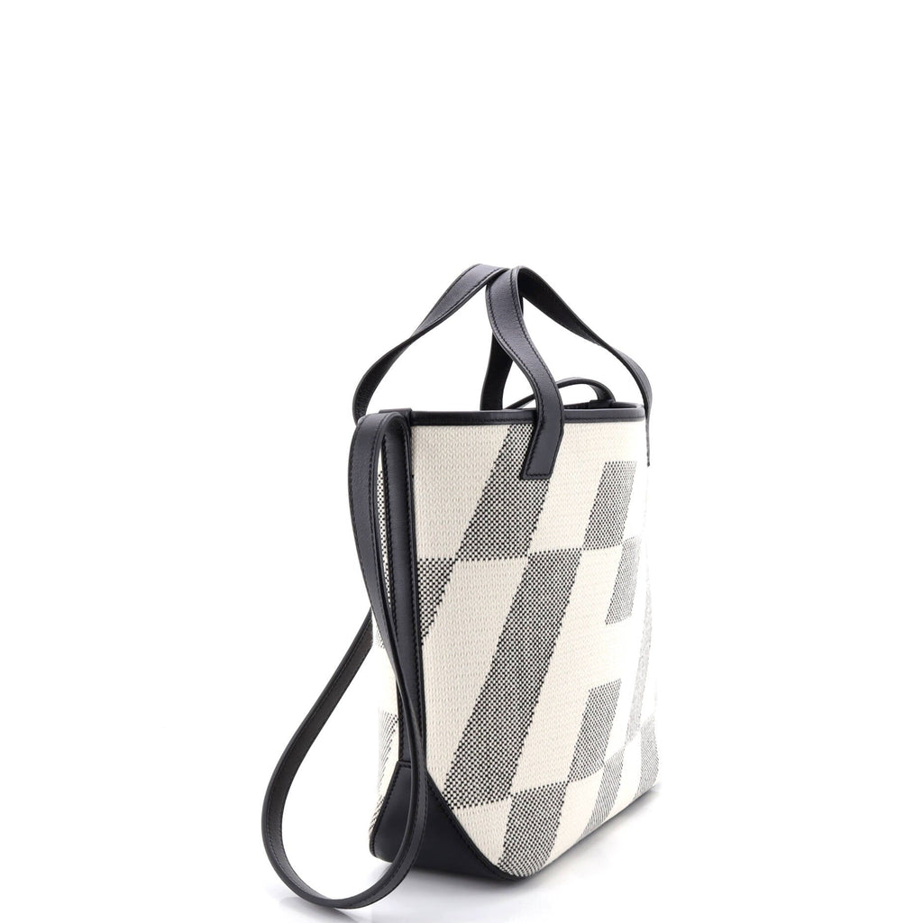 Cabas H en Biais Tote Canvas with Leather 27