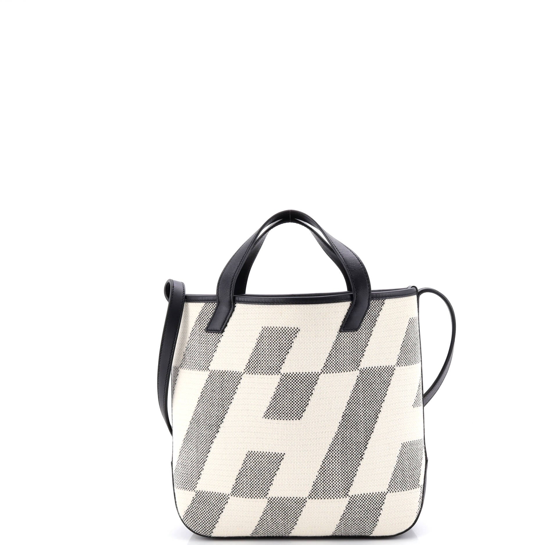 Cabas H en Biais Tote Canvas with Leather 27