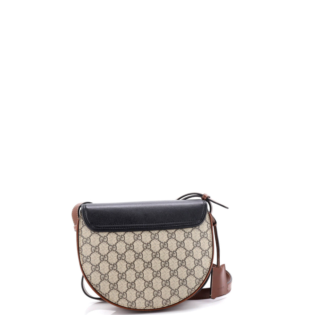 Padlock Saddle Shoulder Bag GG Coated Canvas and Leather Small