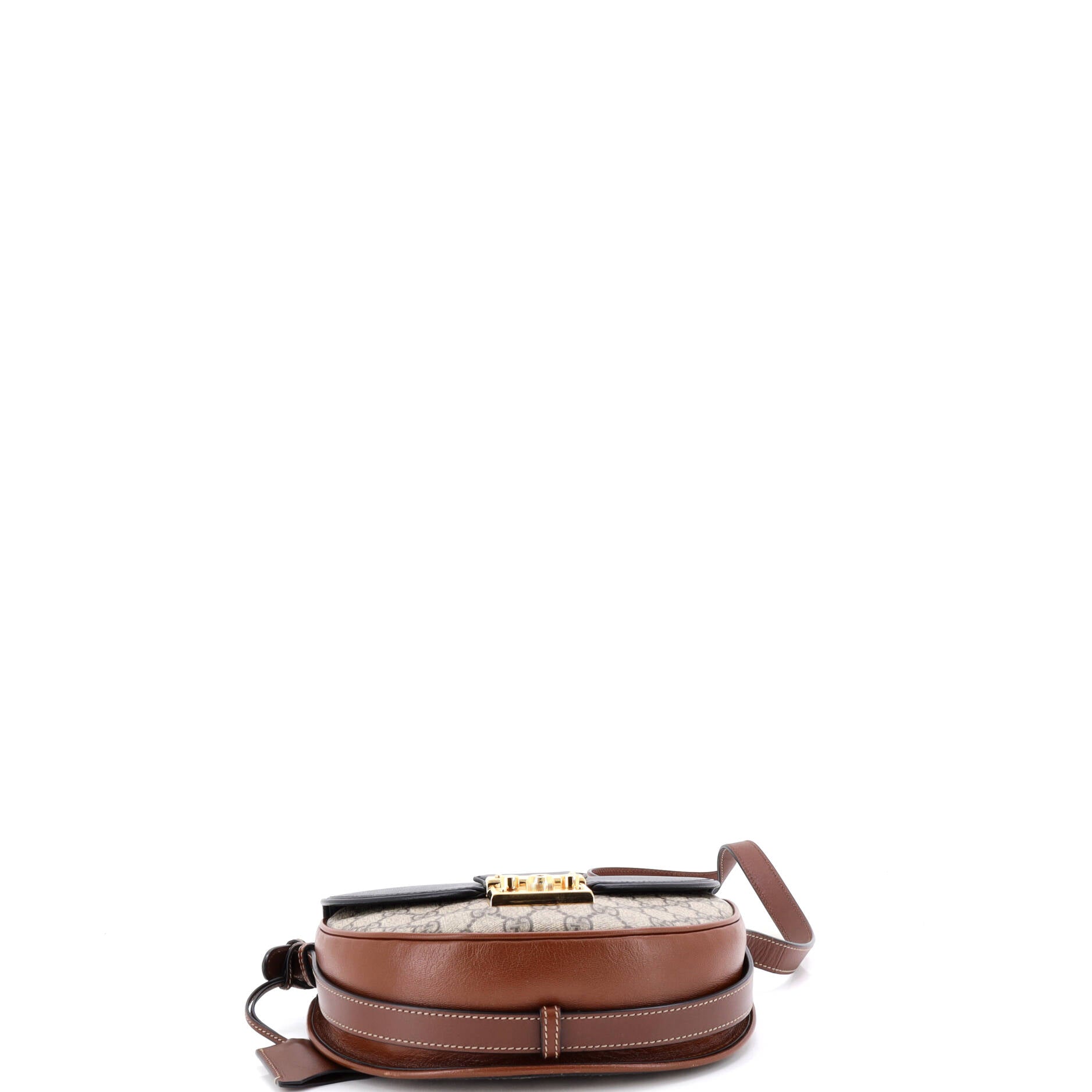 Padlock Saddle Shoulder Bag GG Coated Canvas and Leather Small