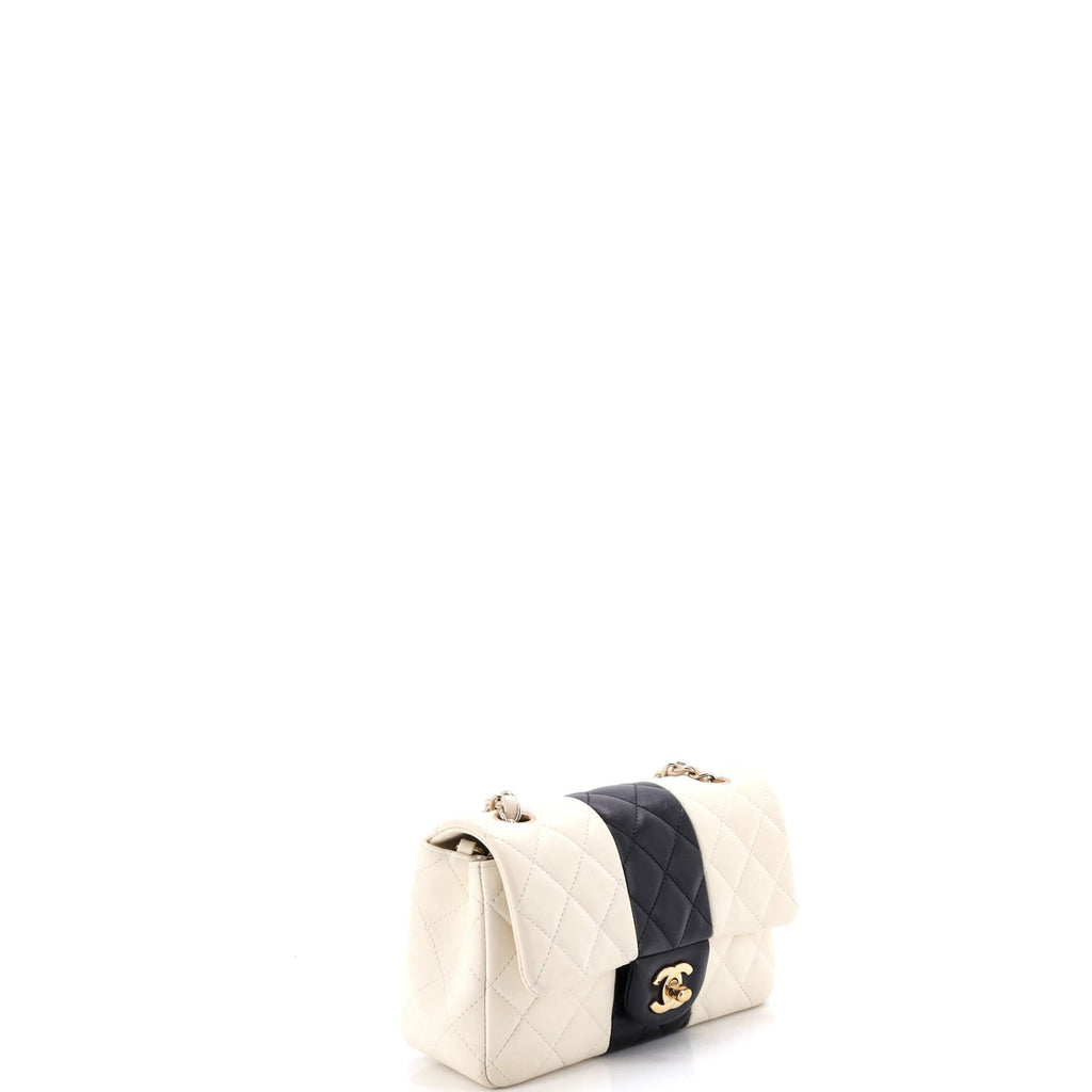 Bicolor Classic Single Flap Bag Quilted Lambskin Mini