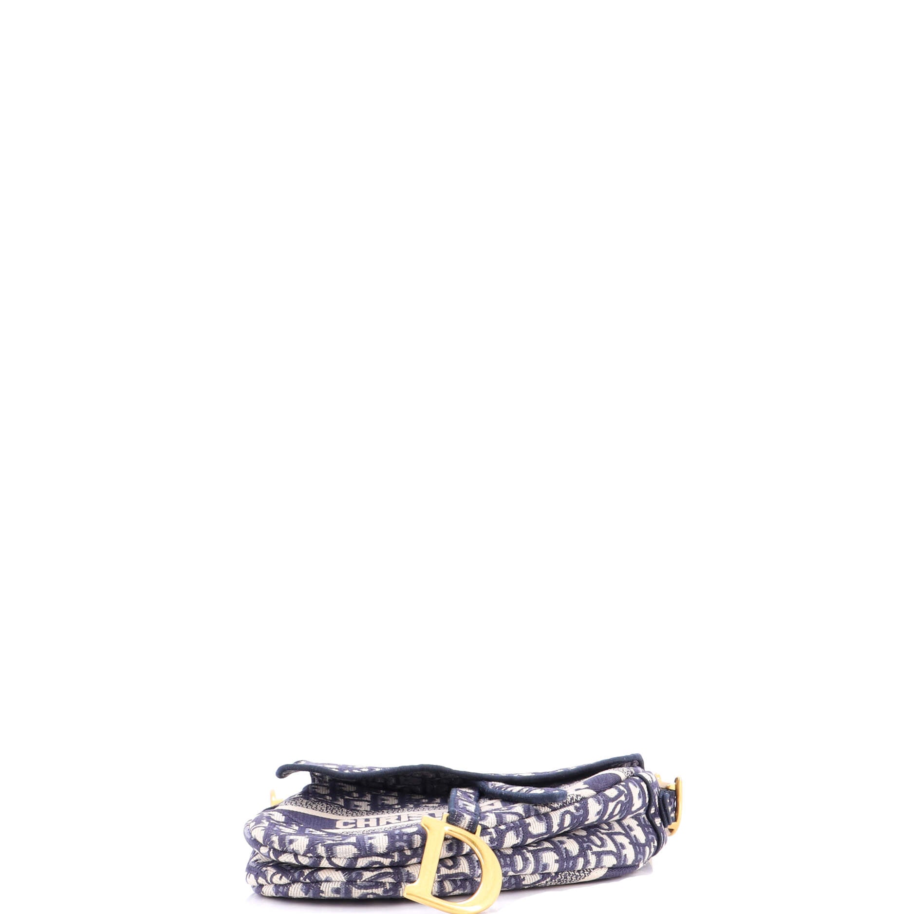 Saddle Handbag Logo Embroidered Oblique Canvas Medium