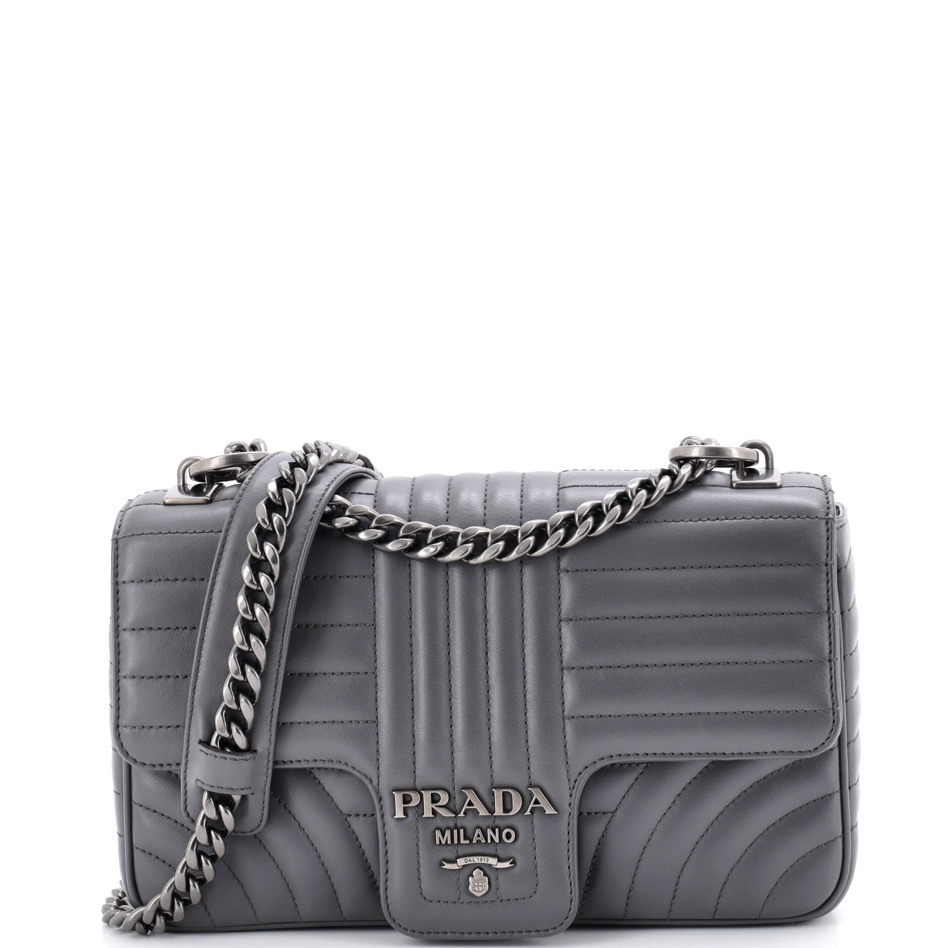 Chain Flap Shoulder Bag Diagramme Quilted Leather Medium