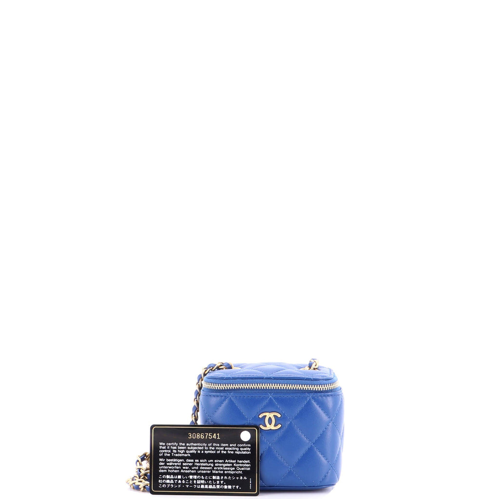 Pearl Crush Vanity Case with Chain Quilted Lambskin Mini