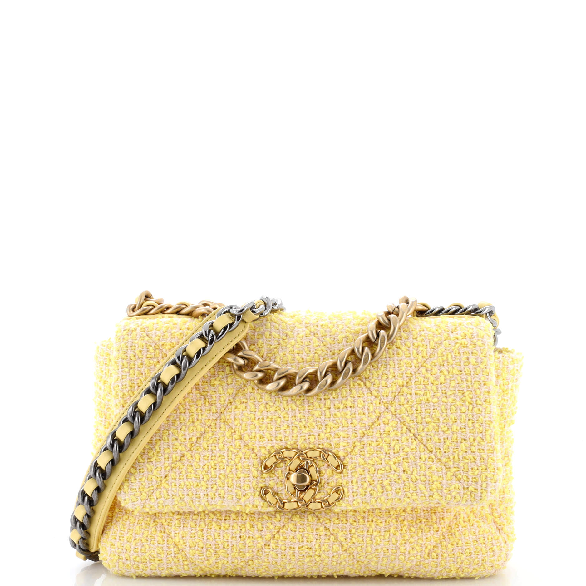 19 Flap Bag Quilted Tweed Medium