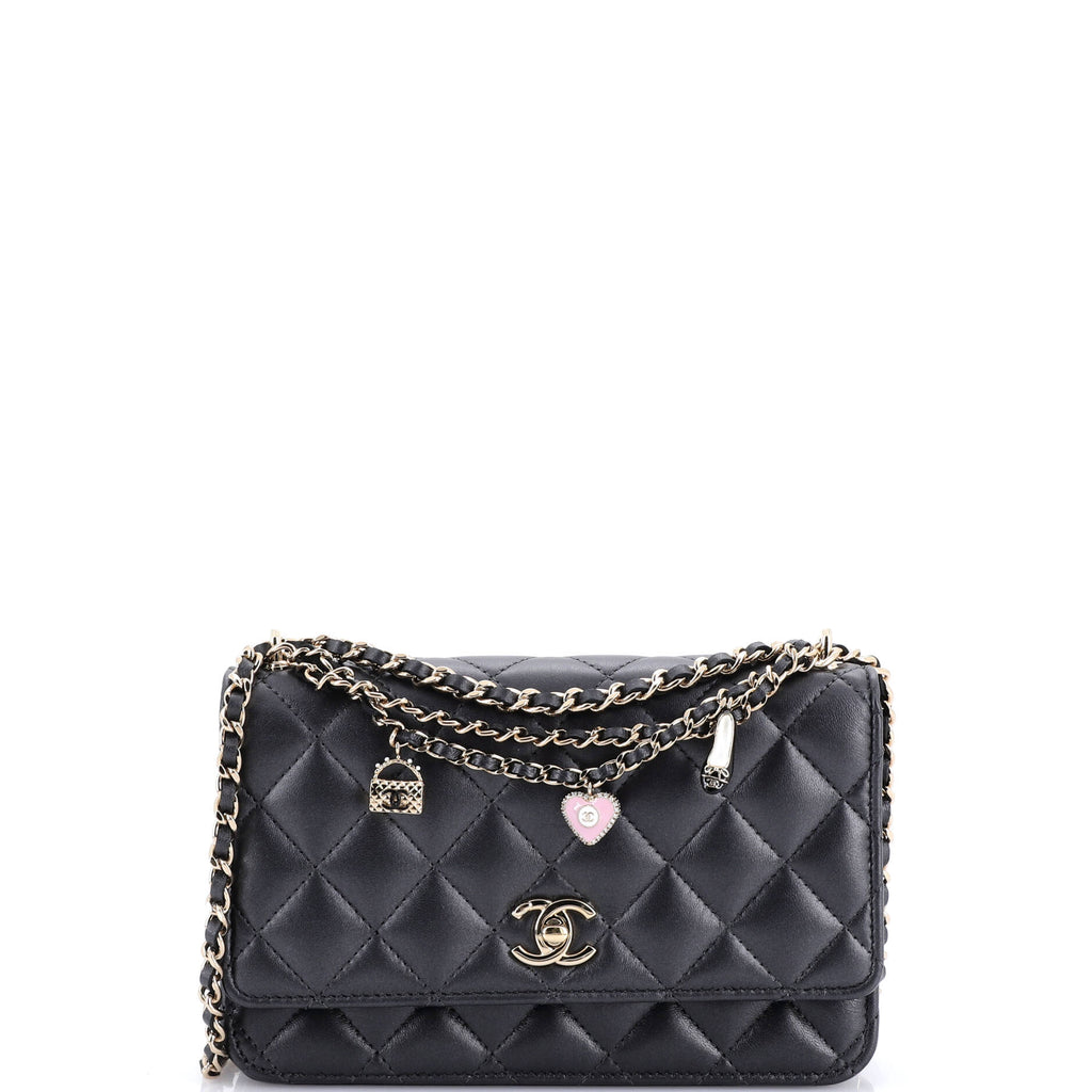 Flap Bag Charms Strap Wallet on Chain Quilted Lambskin