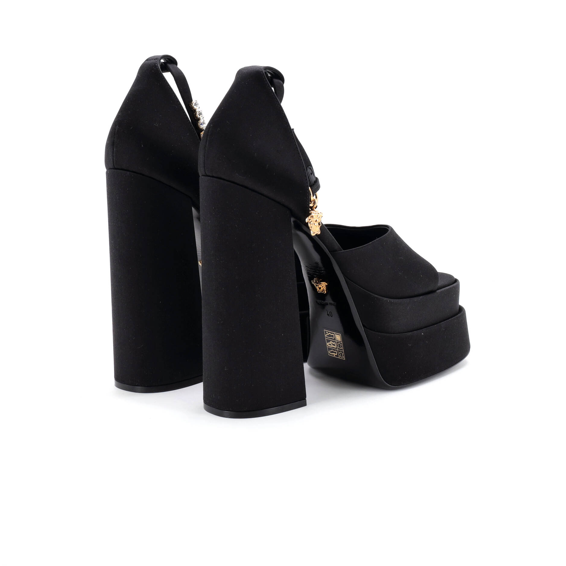 Women's Medusa Aevitas Platform Sandals Satin with Crystals