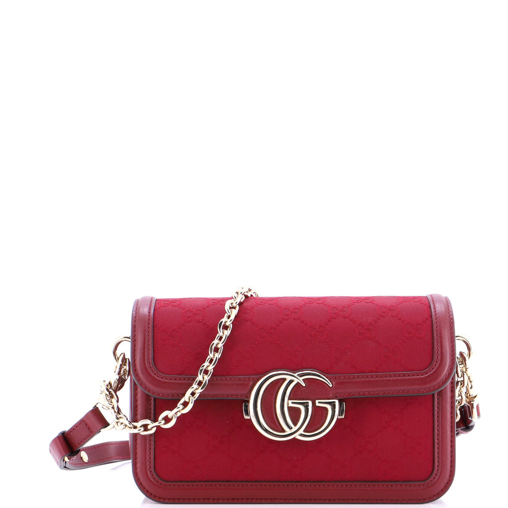 Go Shoulder Bag GG Canvas with Leather Small