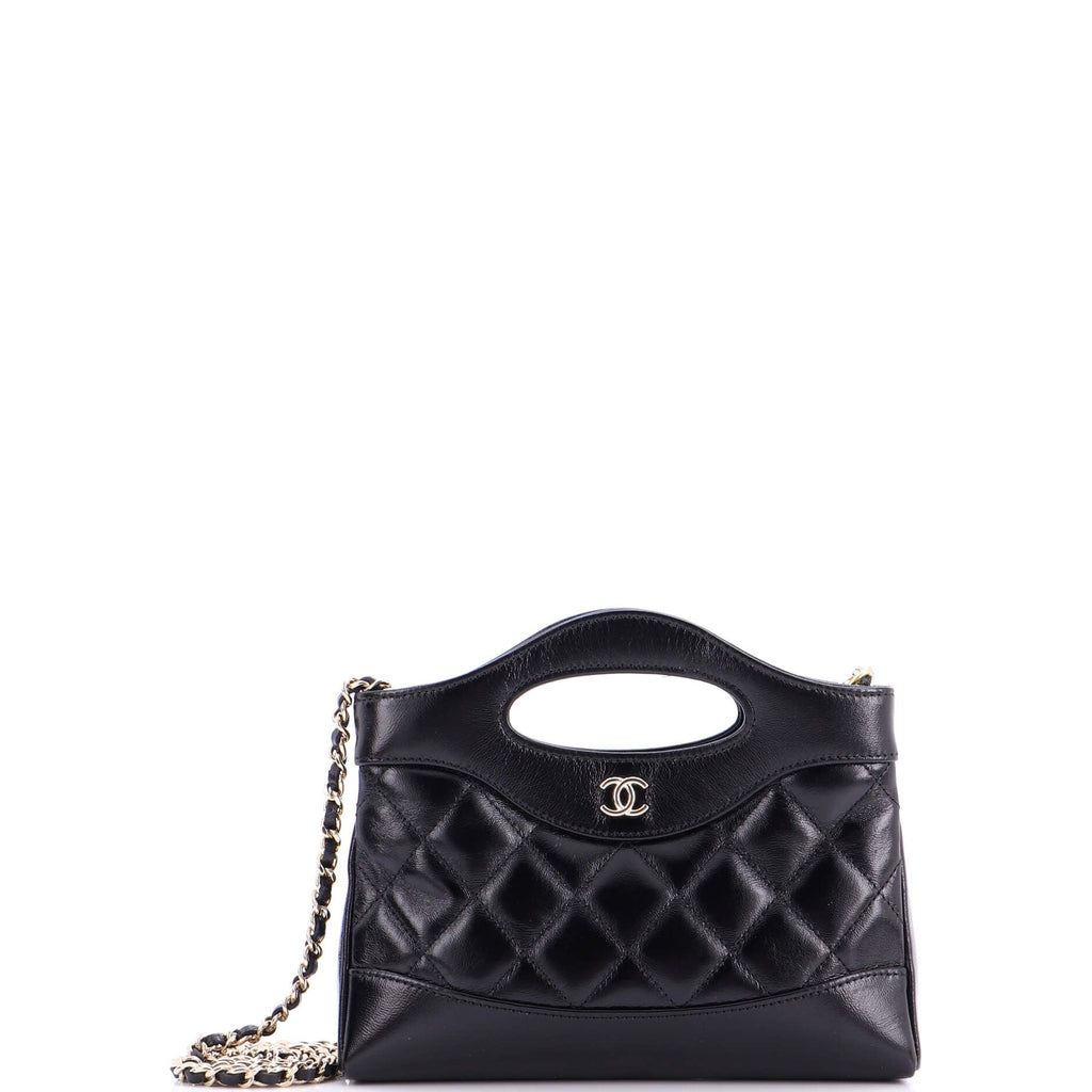 31 Shopping Bag Clutch with Chain Quilted Lambskin Small