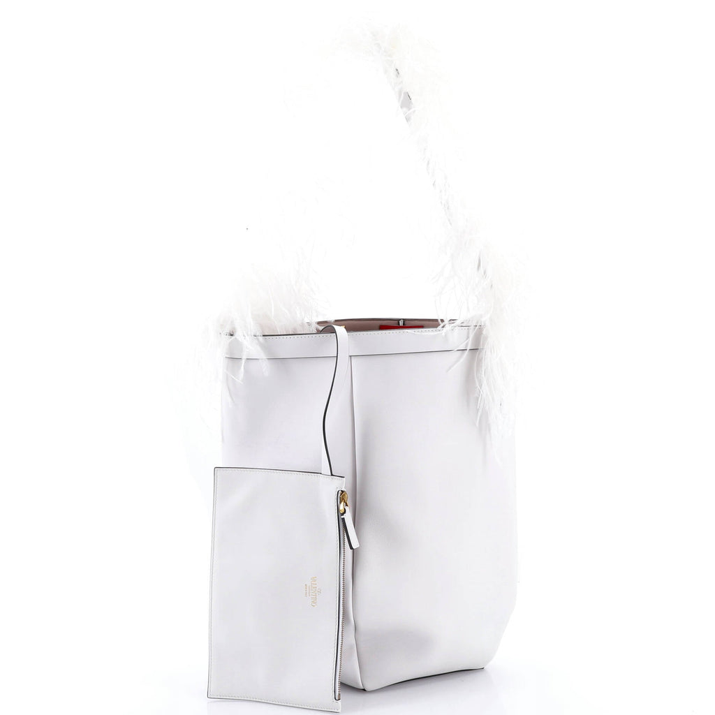 By Your Side Bucket Bag Leather with Feathers Medium