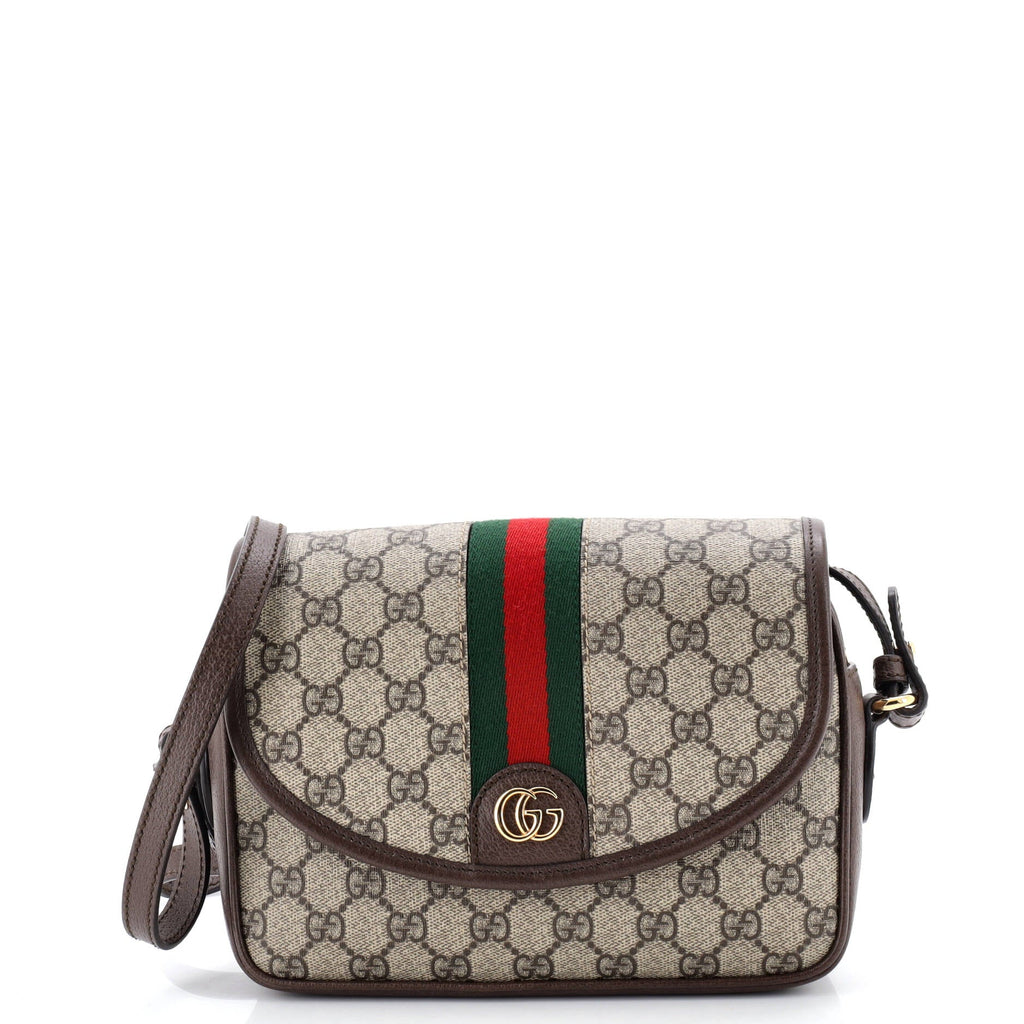 Ophidia Flap Shoulder Bag GG Coated Canvas with Leather Small