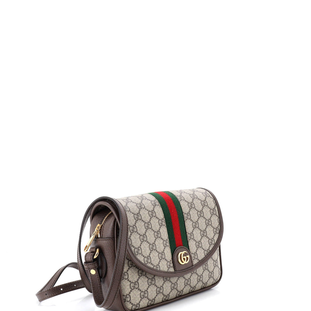 Ophidia Flap Shoulder Bag GG Coated Canvas with Leather Small