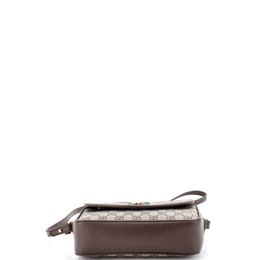 Ophidia Flap Shoulder Bag GG Coated Canvas with Leather Small