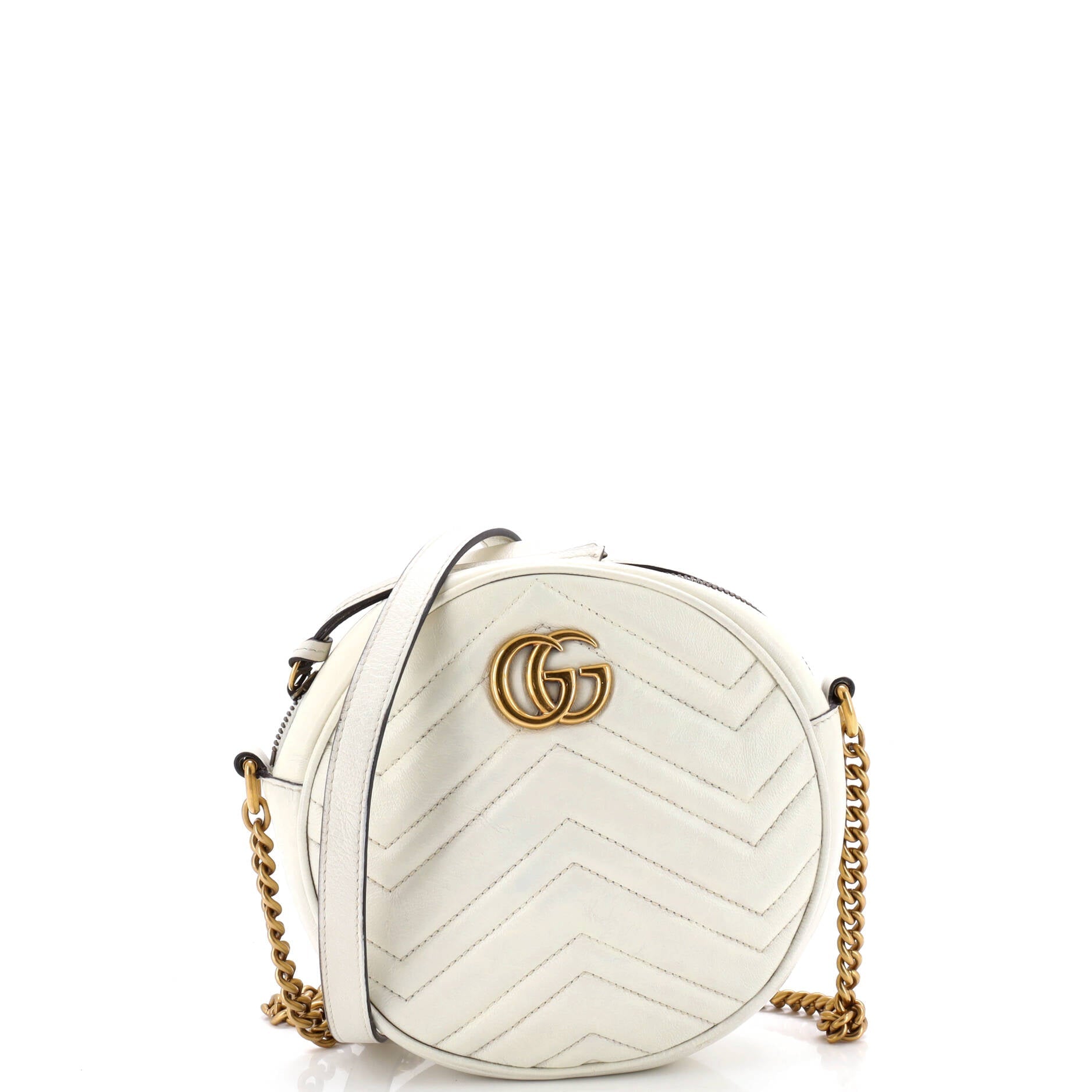 GG Marmont Round Shoulder Bag Matelasse Leather Mini