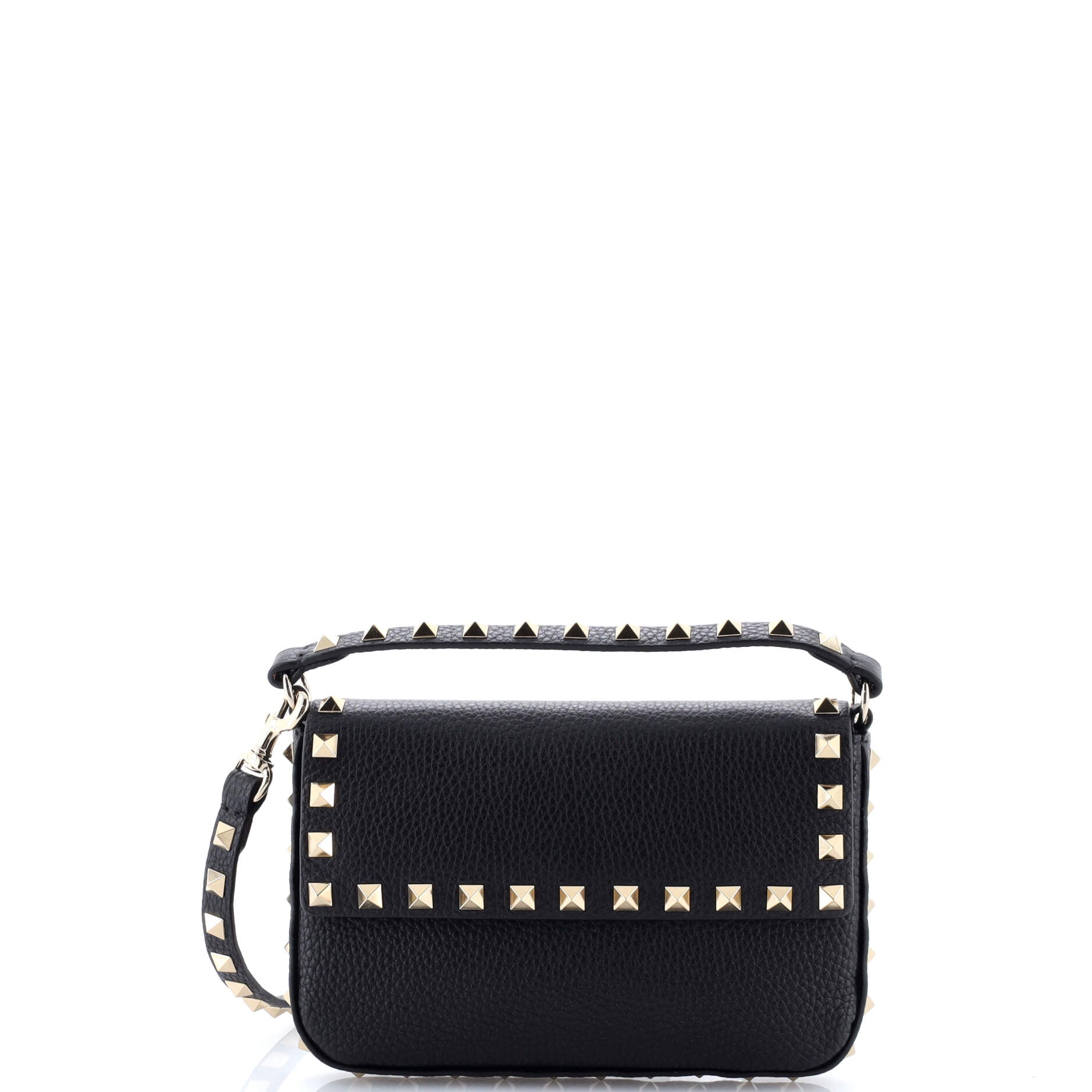 Rockstud Top Handle Crossbody Pouch Leather Mini