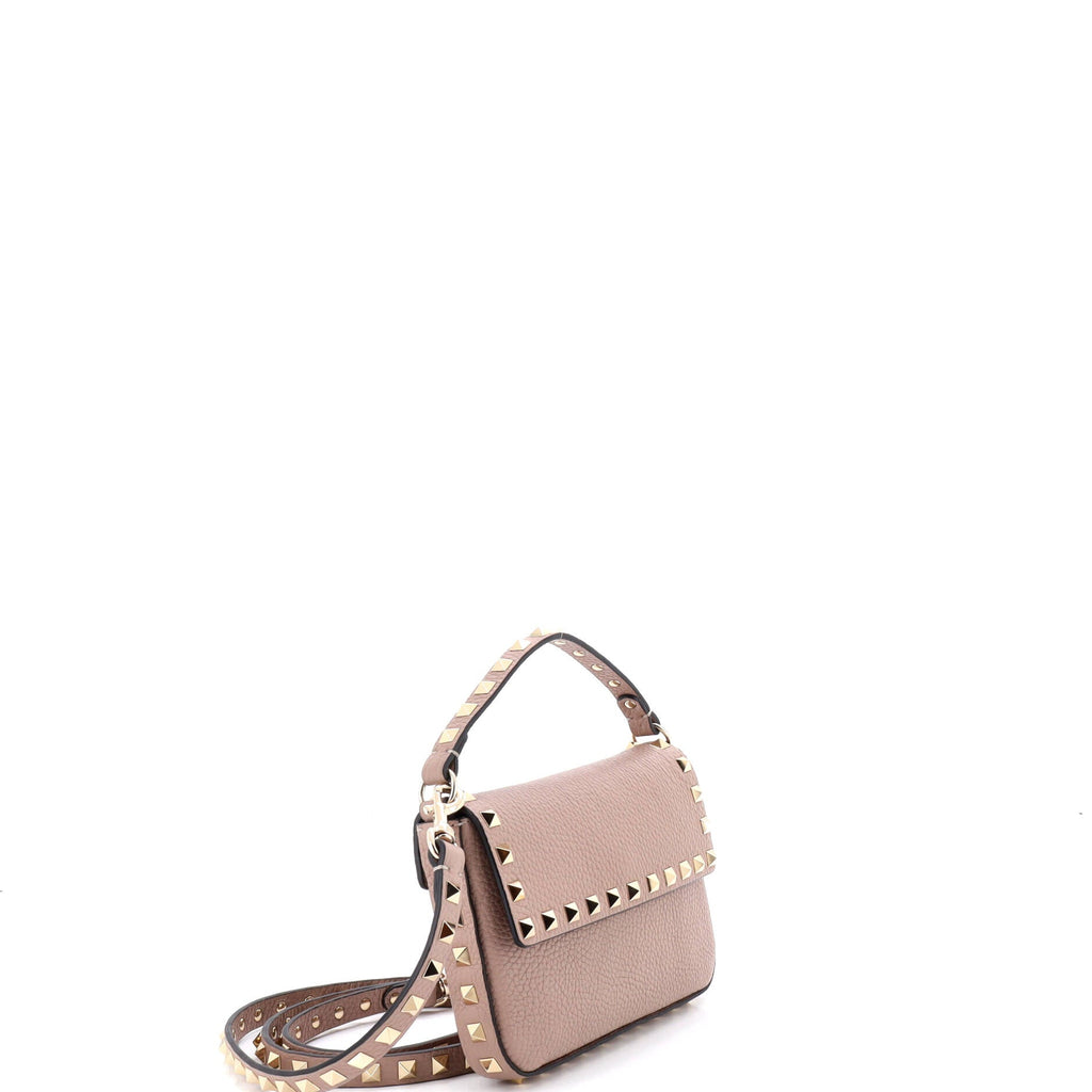 Rockstud Top Handle Crossbody Pouch Leather Mini