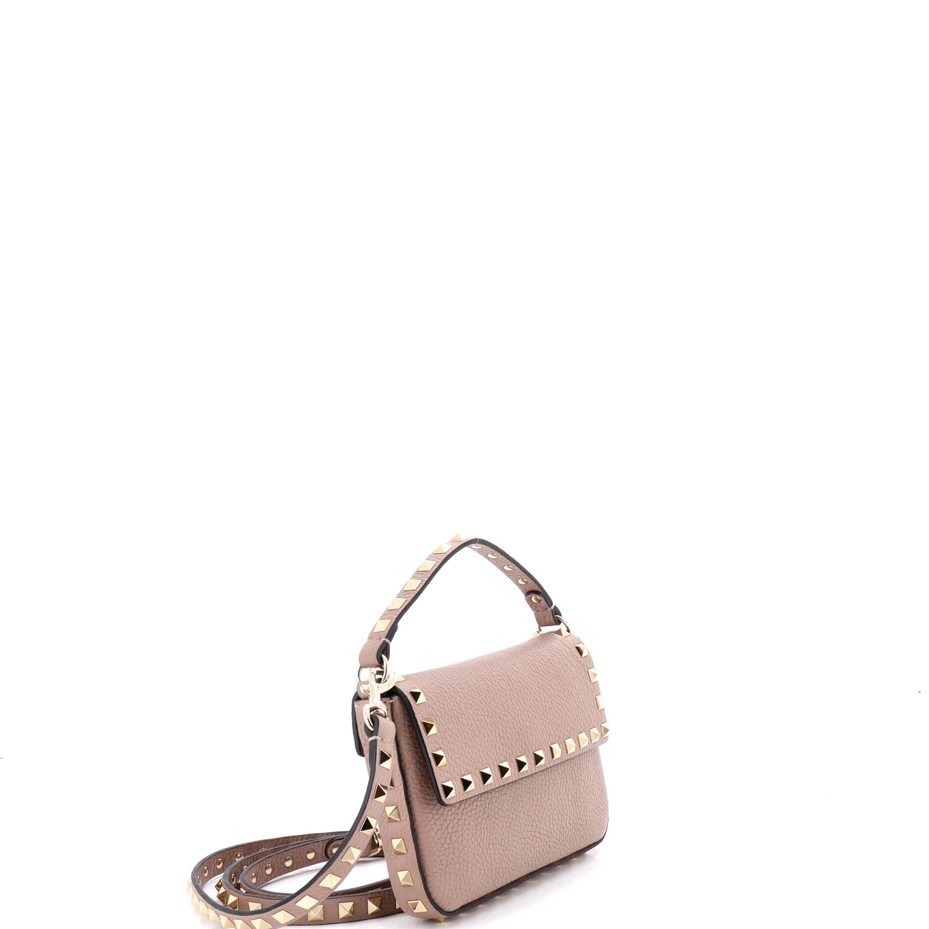 Rockstud Top Handle Crossbody Pouch Leather Mini