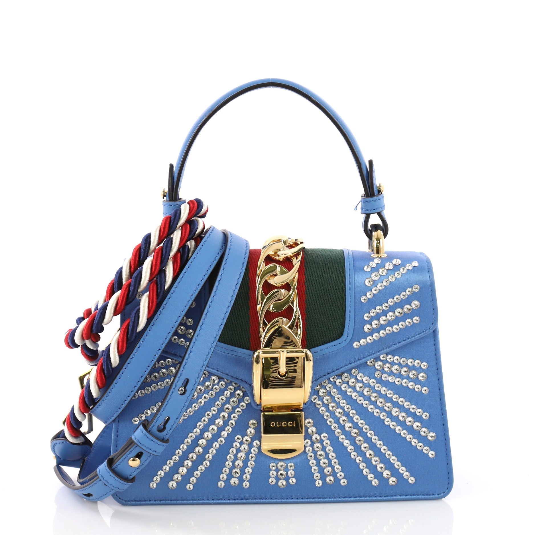 Sylvie Top Handle Bag Crystal Embellished Satin Mini