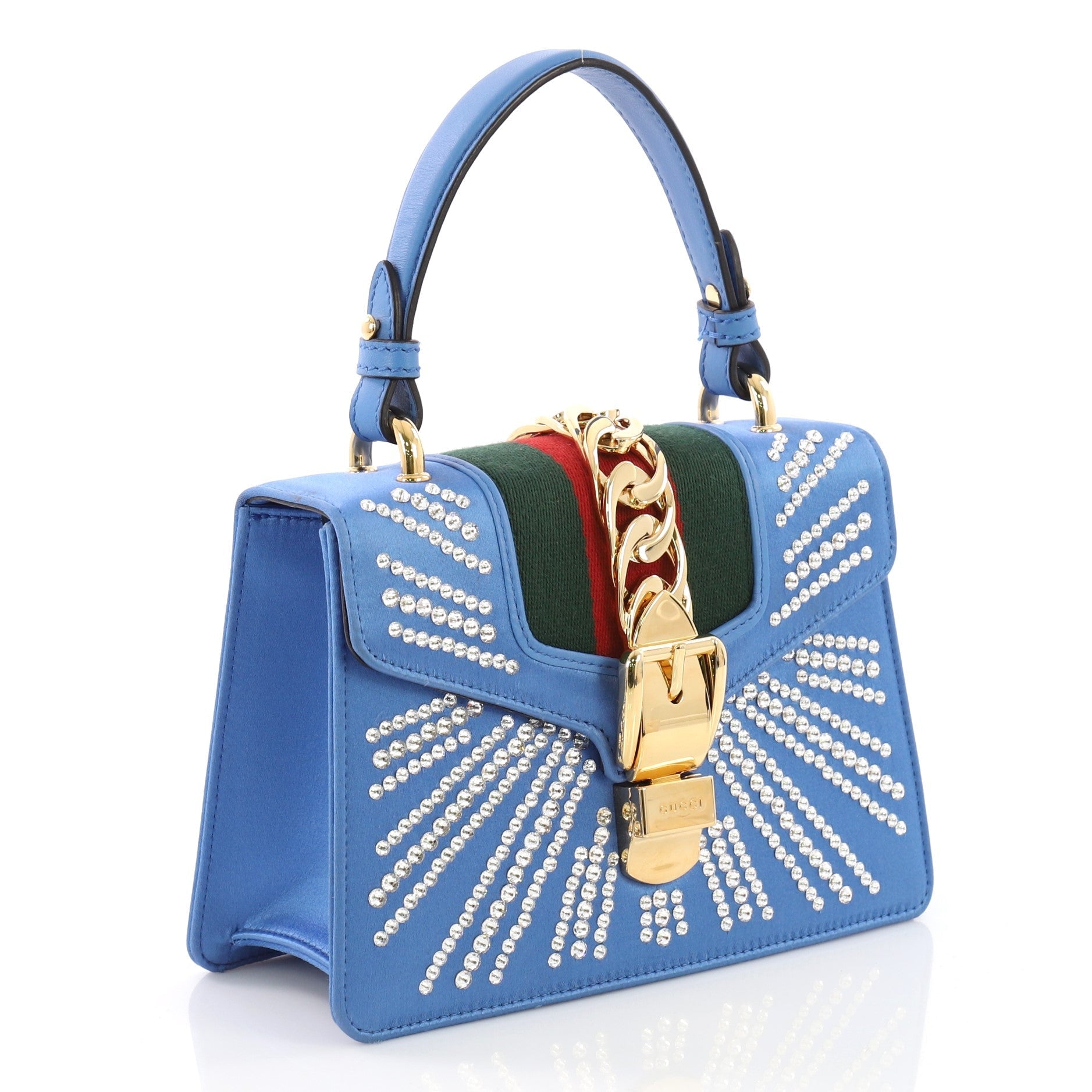 Sylvie Top Handle Bag Crystal Embellished Satin Mini