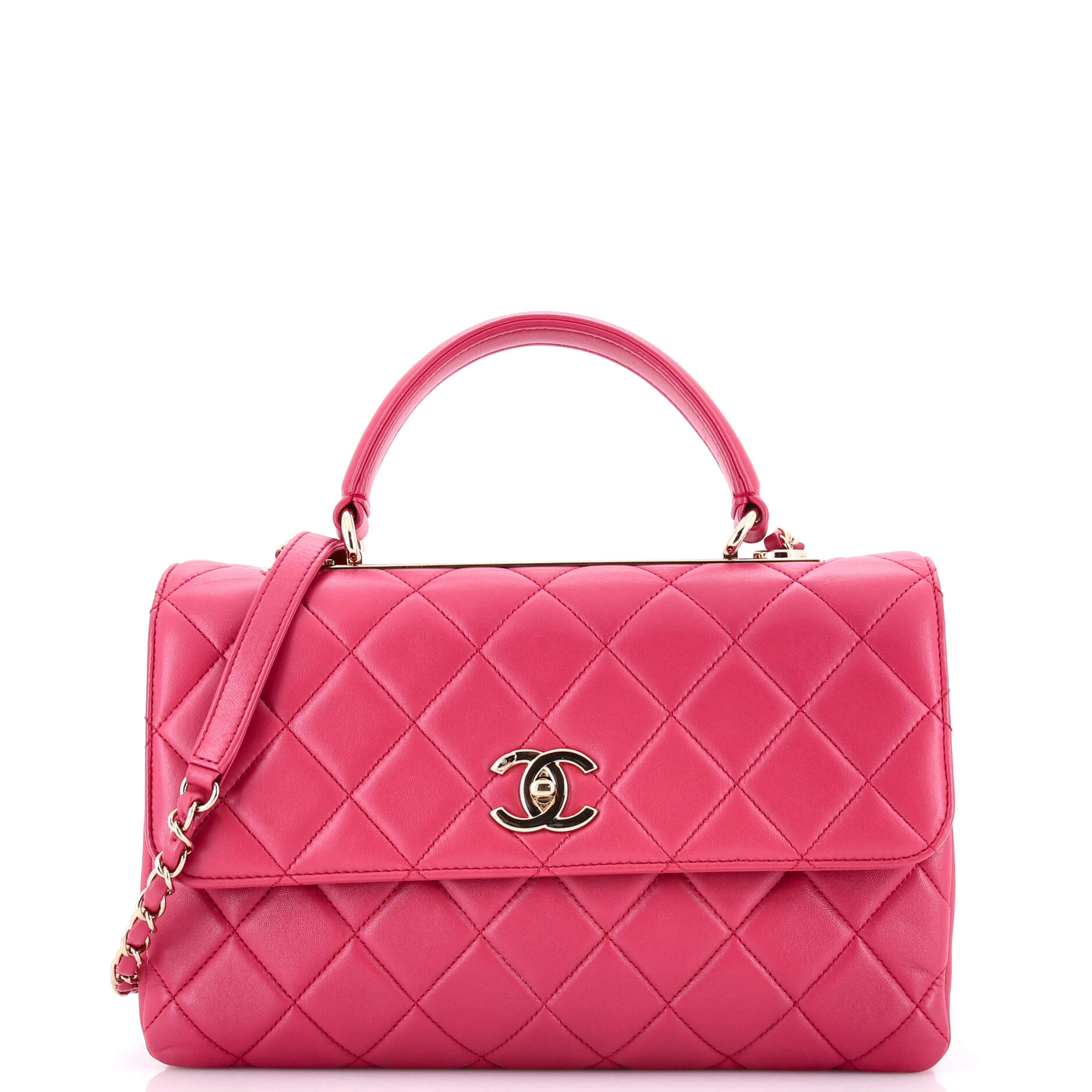 Trendy CC Top Handle Bag Quilted Lambskin Medium