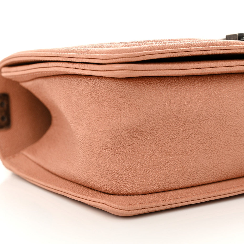 Caviar Quilted Medium Boy Flap Light Brown