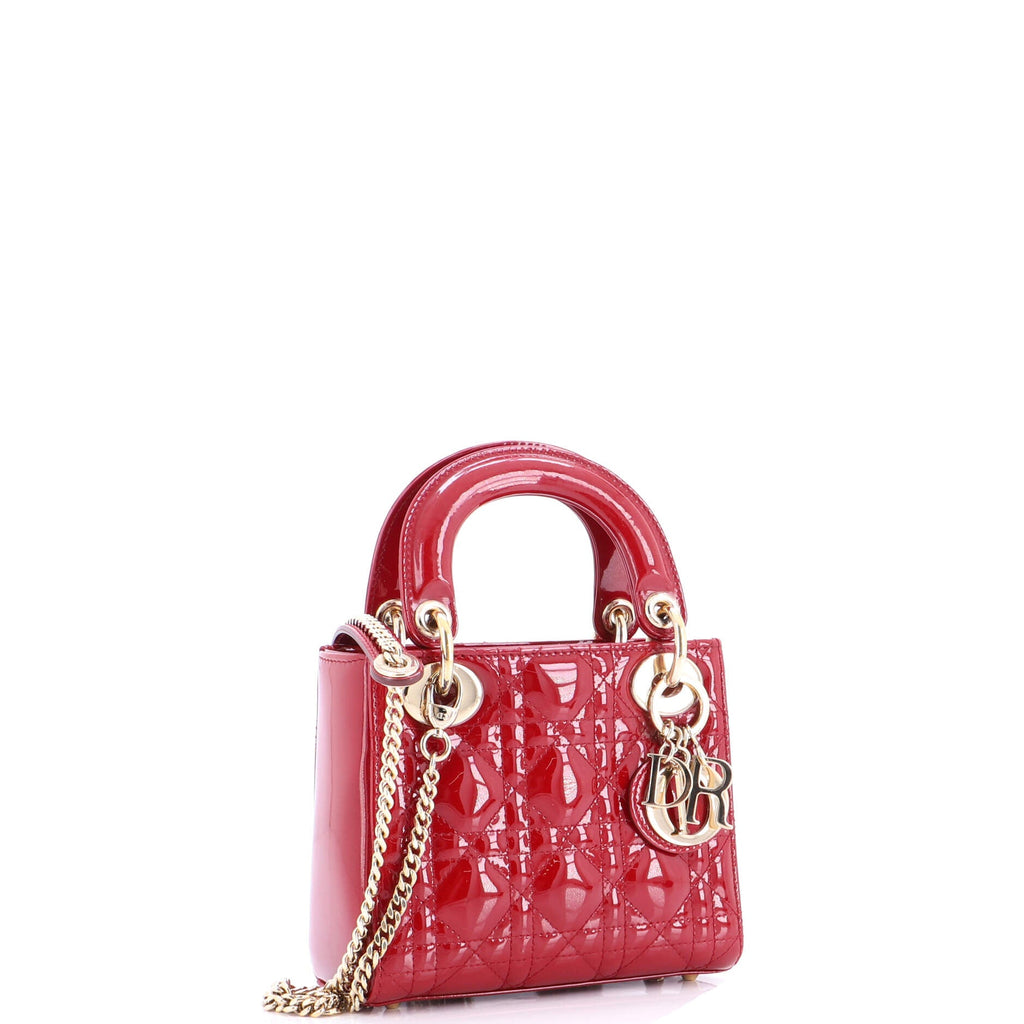 Lady Dior Chain Bag Cannage Quilt Patent Mini