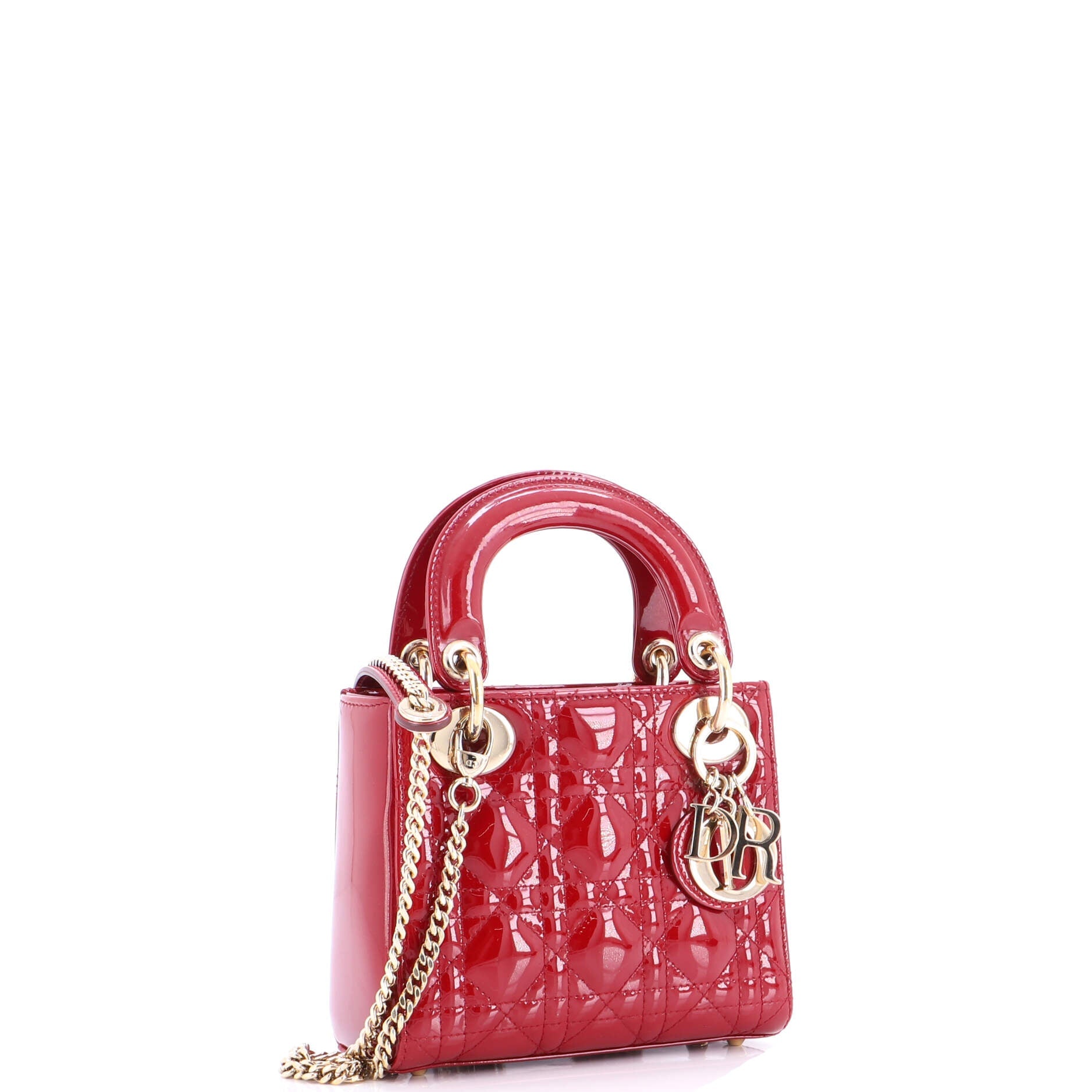 Lady Dior Chain Bag Cannage Quilt Patent Mini