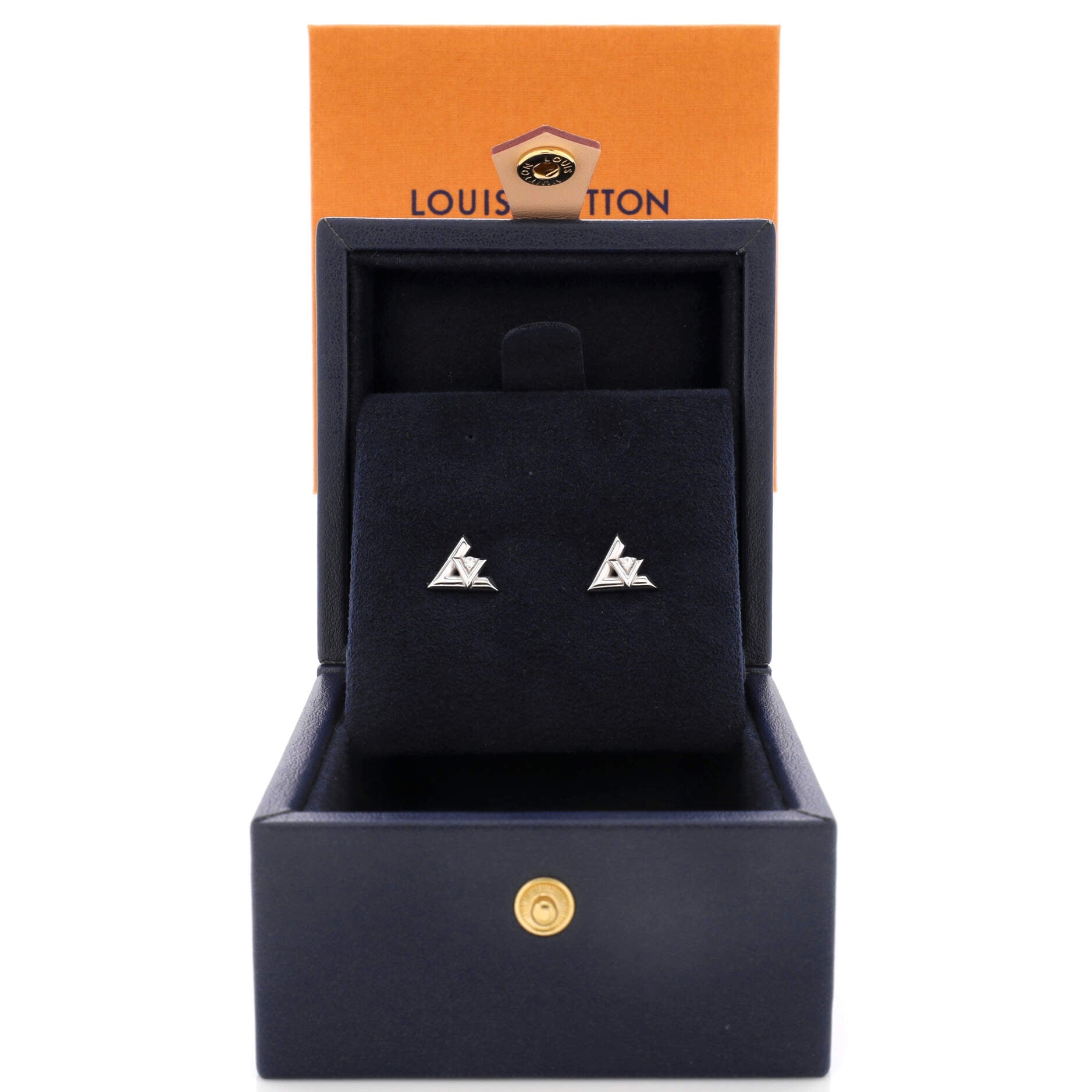 LV Volt One Stud Earrings 18K White Gold with Diamonds