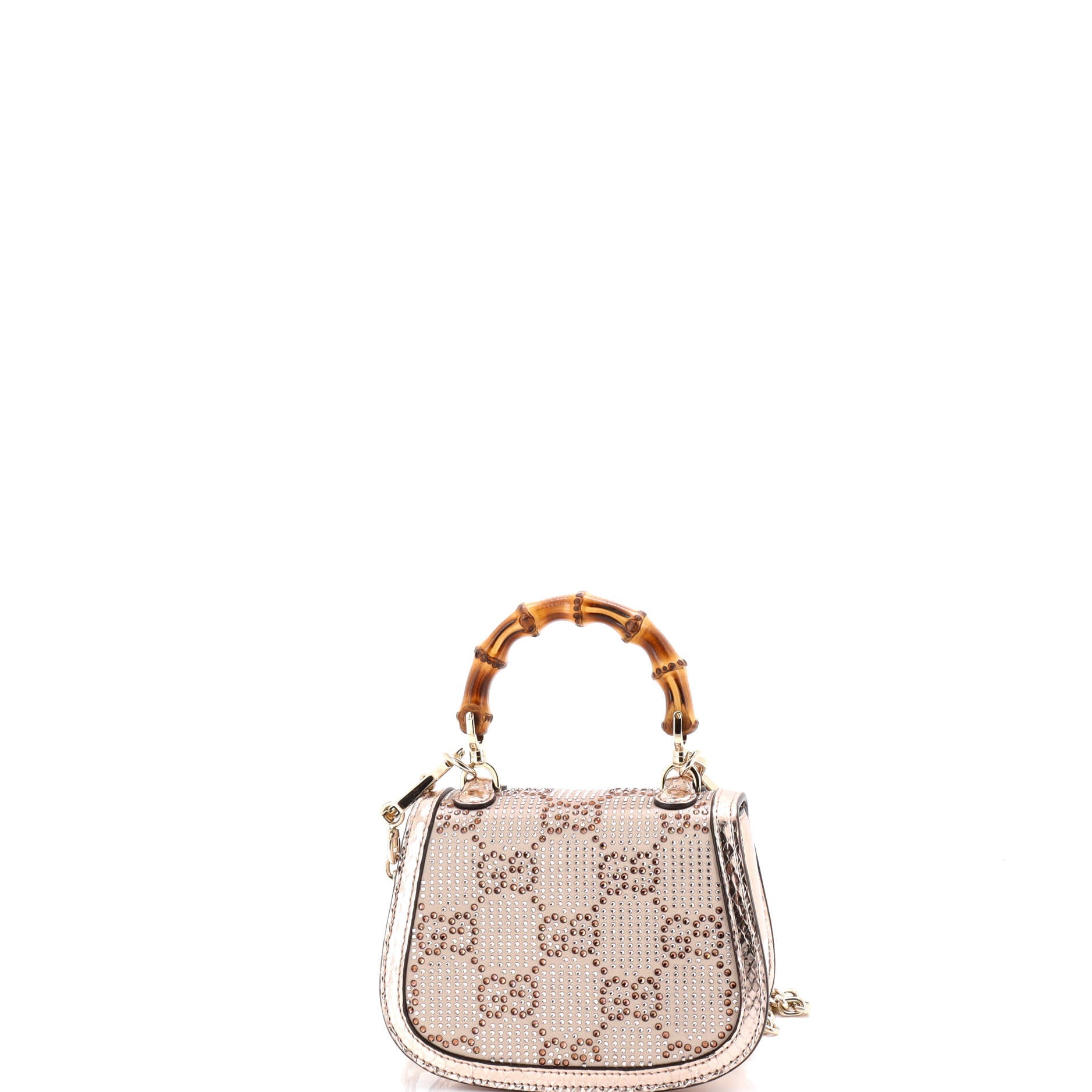 Bamboo 1947 Top Handle Bag Jumbo GG Crystal Embellished Satin Mini