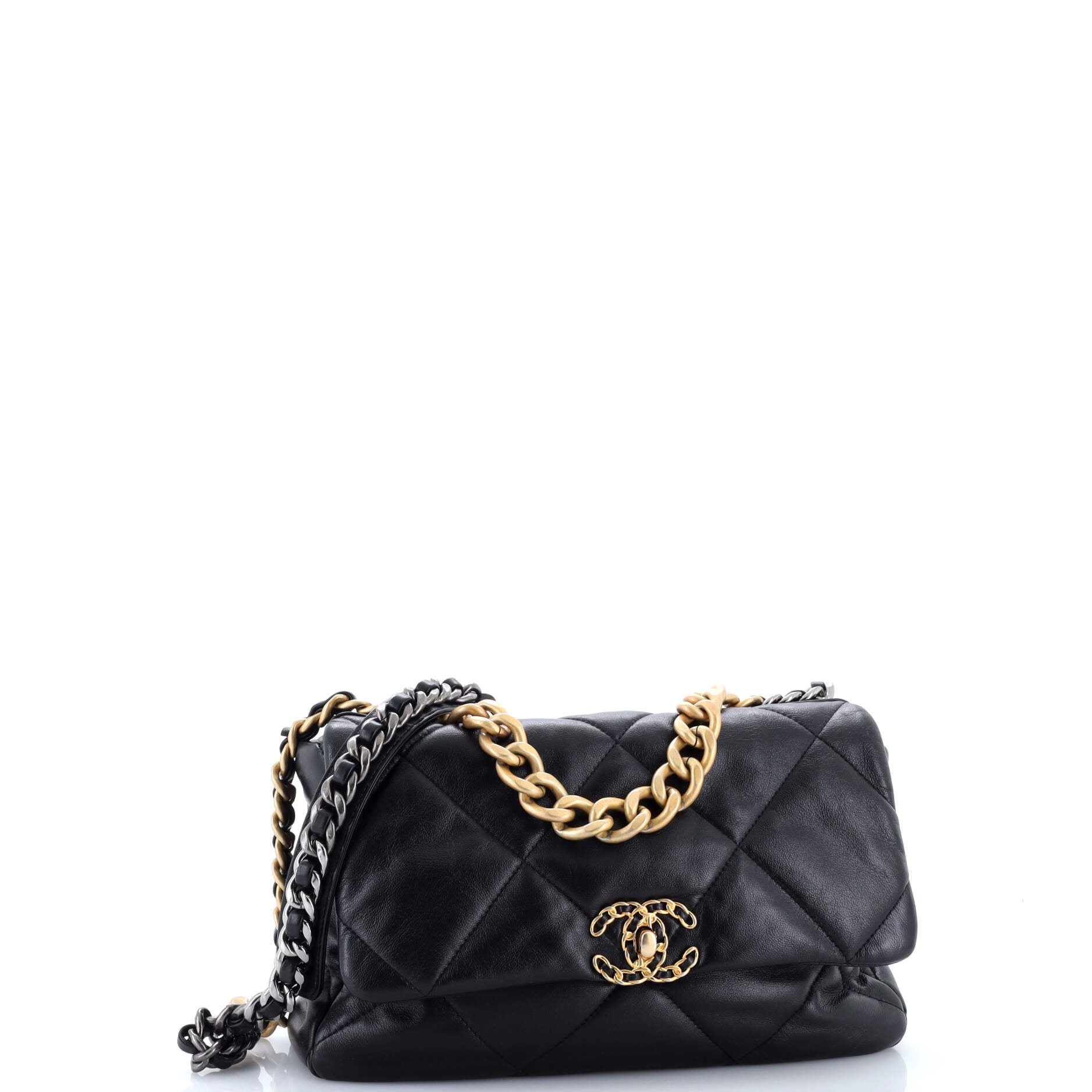 19 Flap Bag Quilted Leather Large