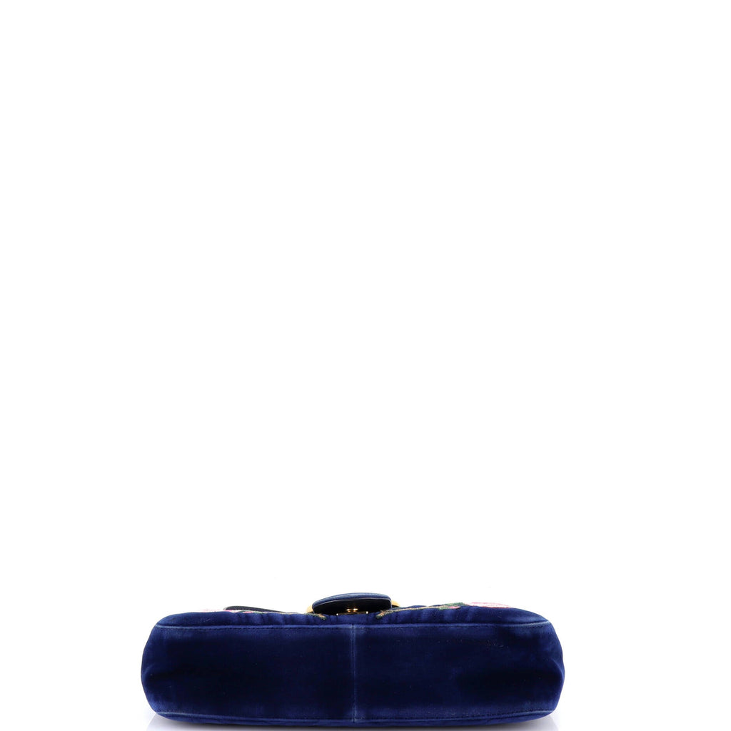 GG Marmont Flap Bag Embroidered Matelasse Velvet Medium