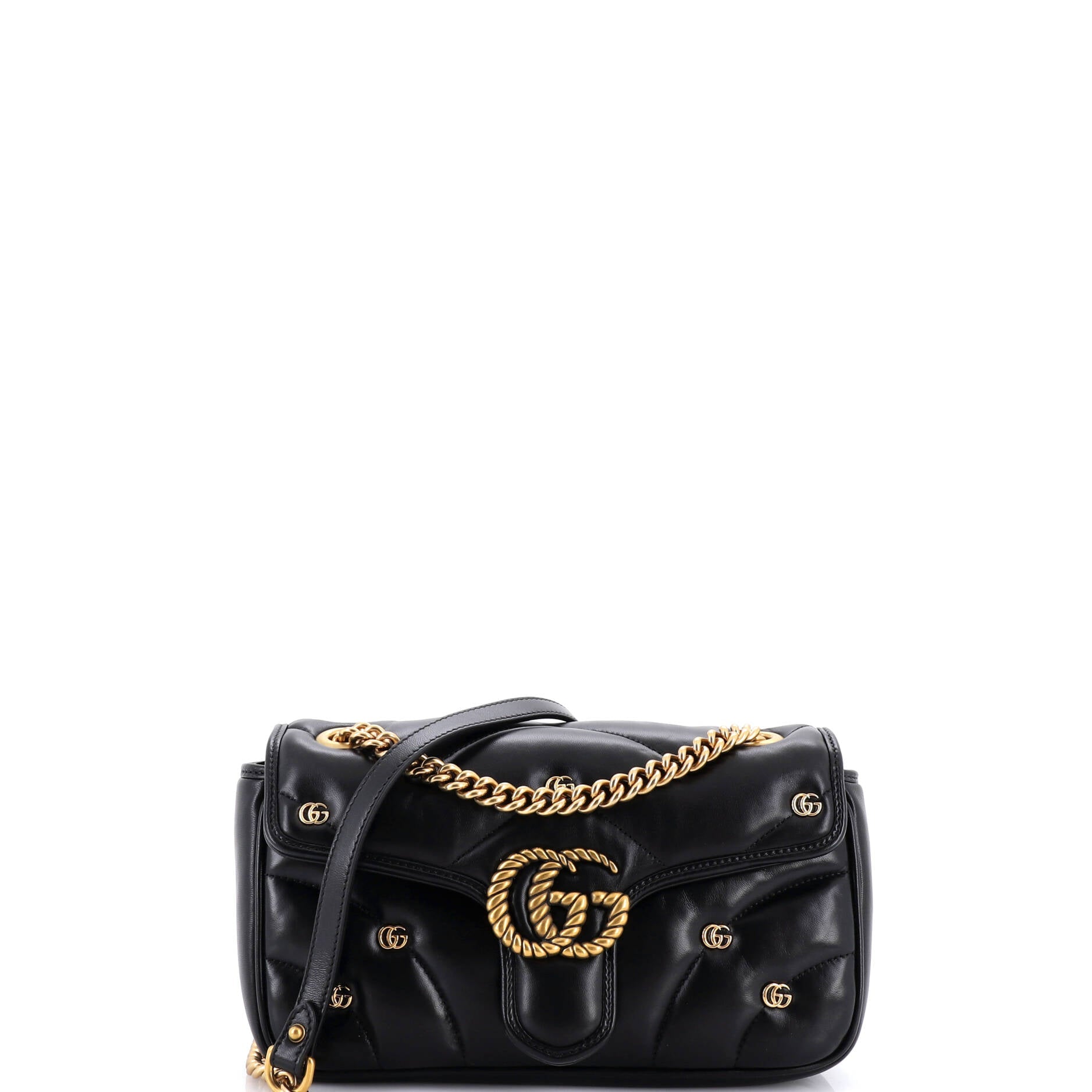 GG Marmont Flap Bag Studded Matelasse Leather Small