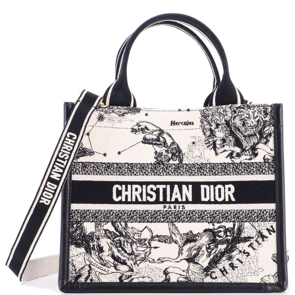 Book Tote with Strap Embroidered Canvas Small