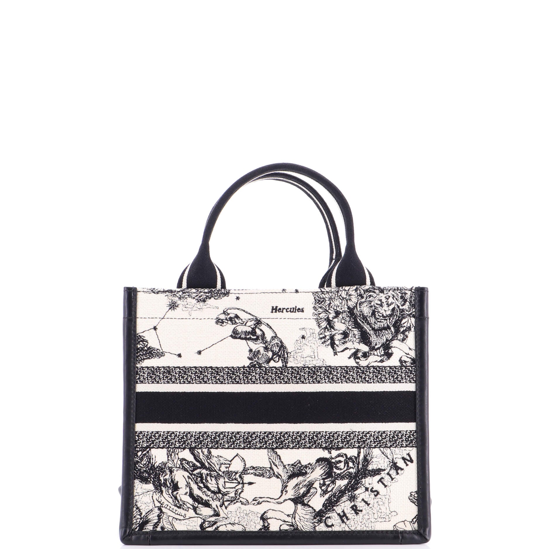 Book Tote with Strap Embroidered Canvas Small