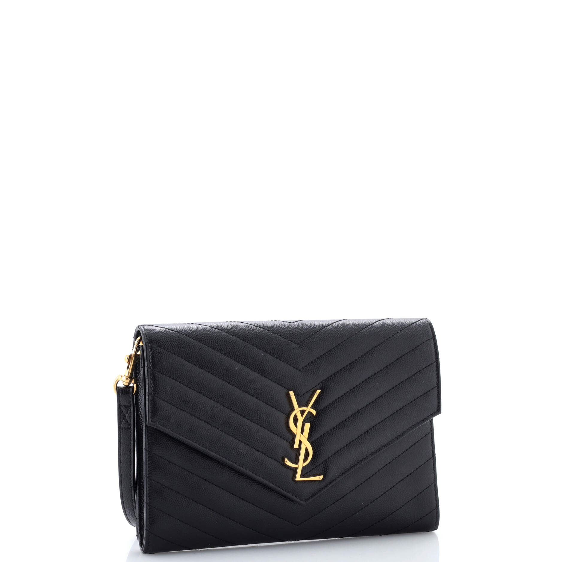 Classic Monogram Envelope Wristlet Clutch Matelasse Chevron Leather